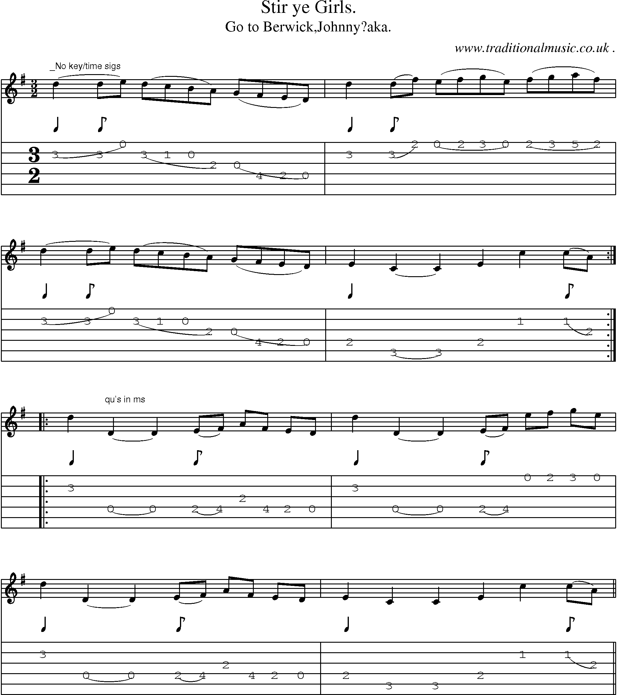 Sheet-Music and Guitar Tabs for Stir Ye Girls