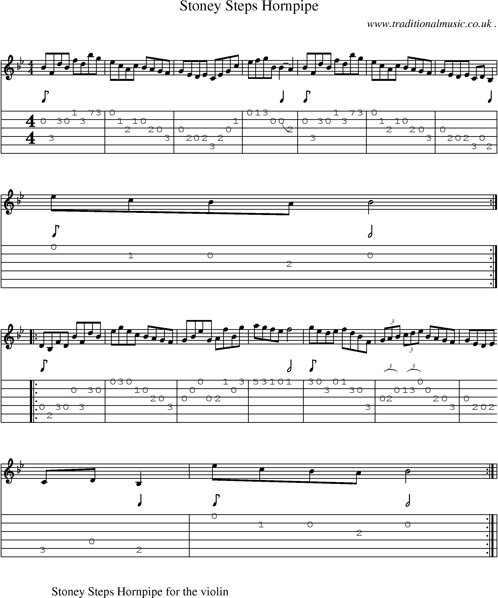 Sheet-Music and Guitar Tabs for Stoney Steps Hornpipe