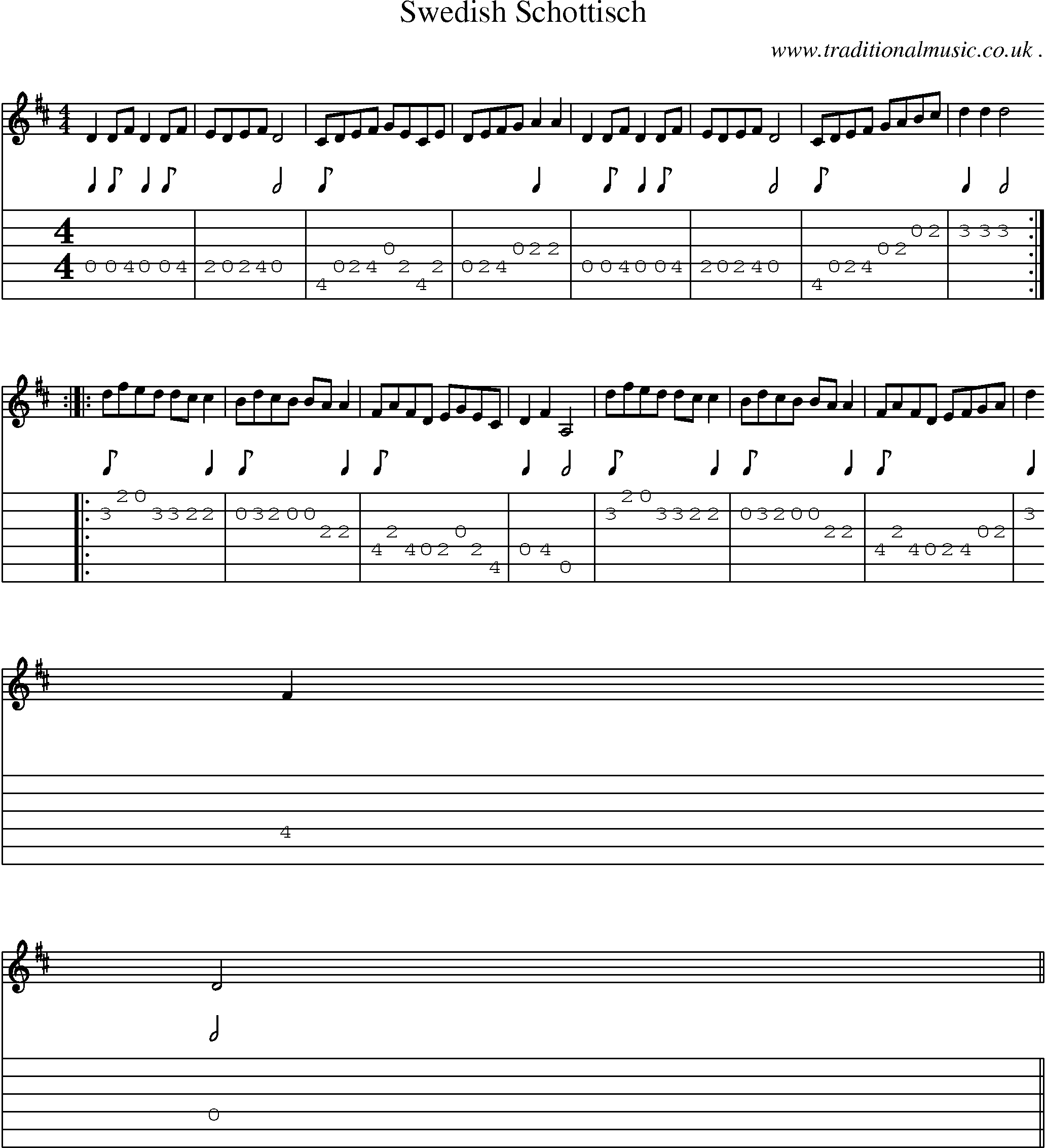 Sheet-Music and Guitar Tabs for Swedish Schottisch