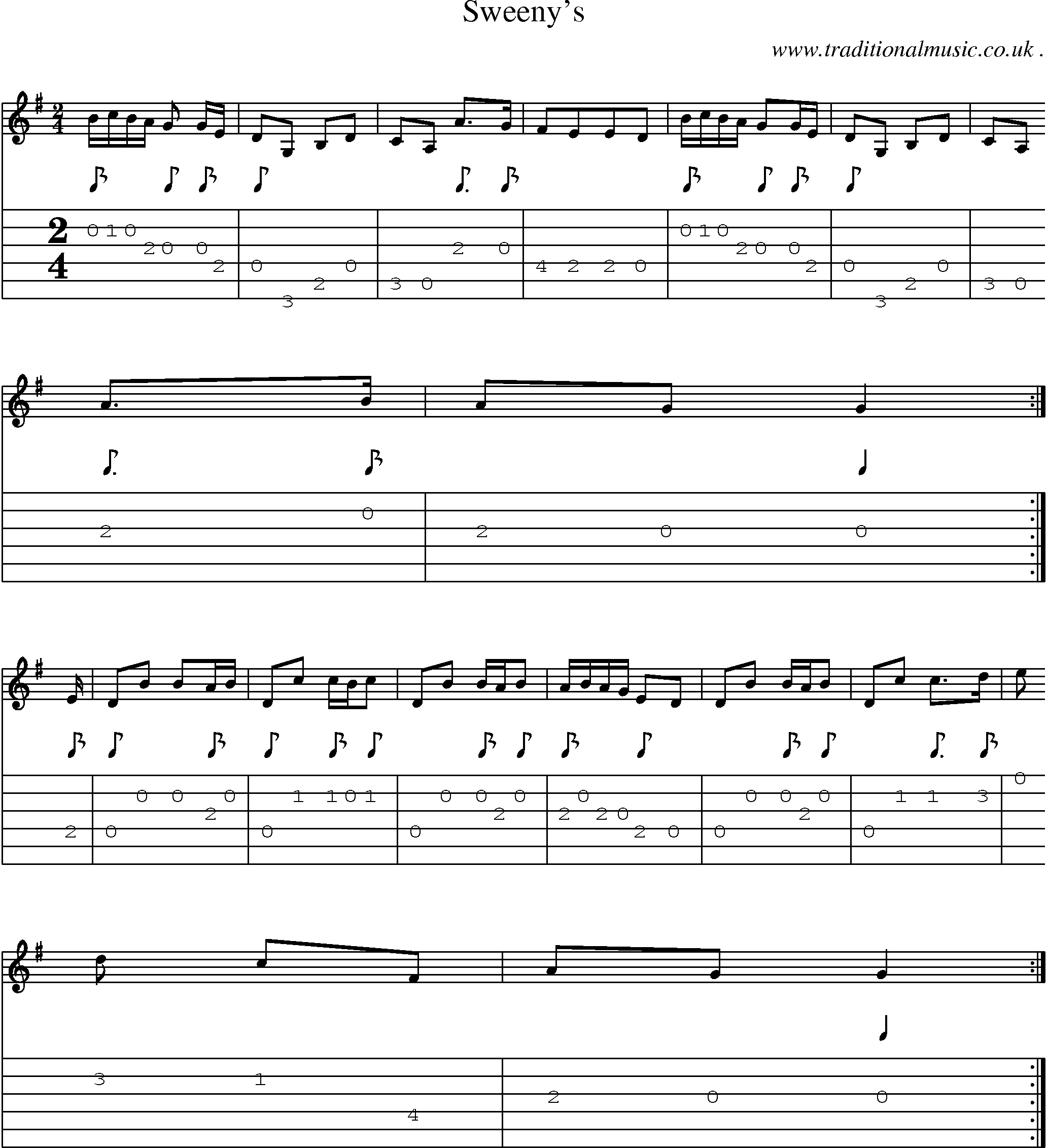 Sheet-Music and Guitar Tabs for Sweenys