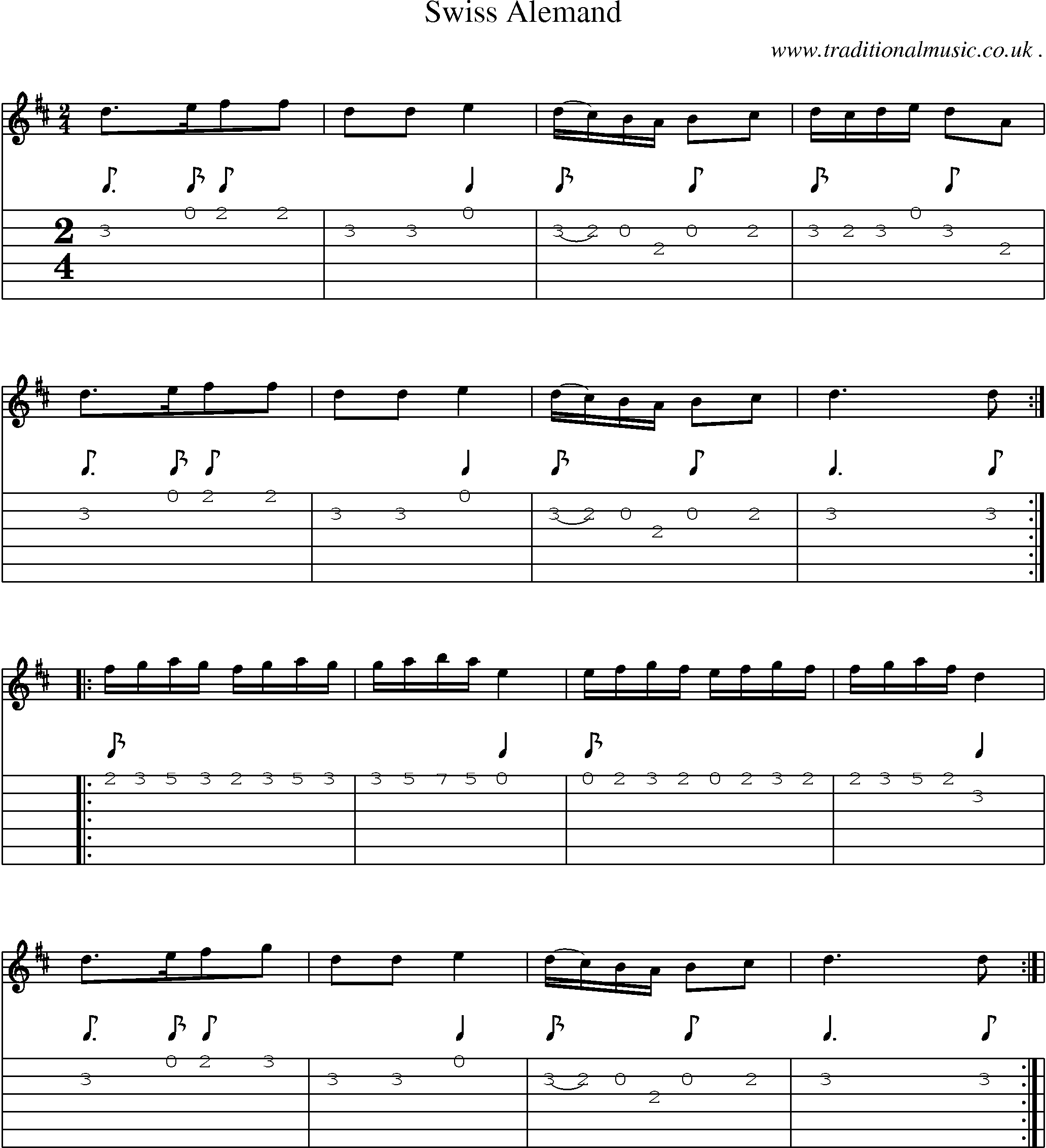 Sheet-Music and Guitar Tabs for Swiss Alemand