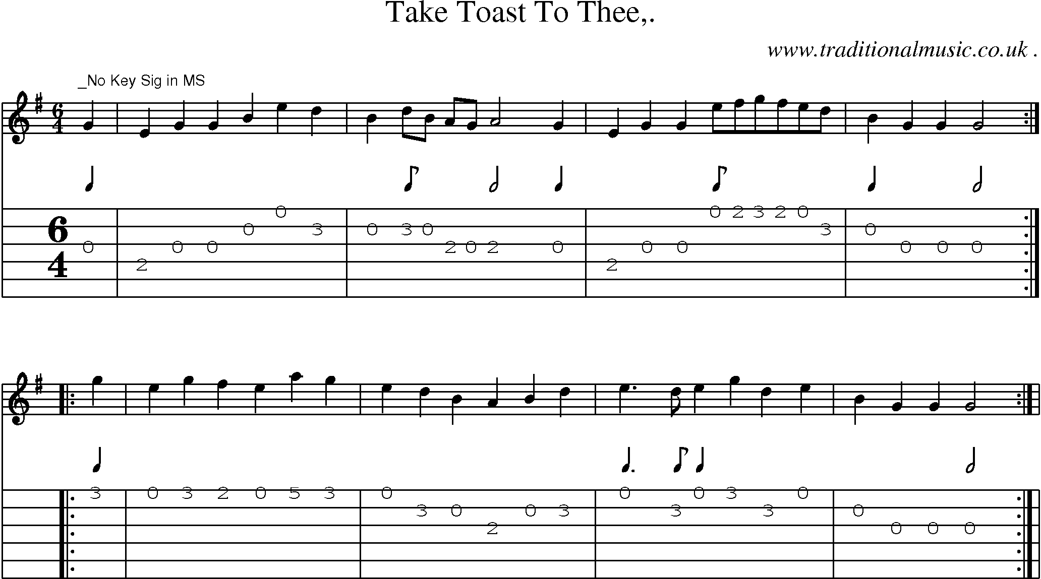 Sheet-Music and Guitar Tabs for Take Toast To Thee