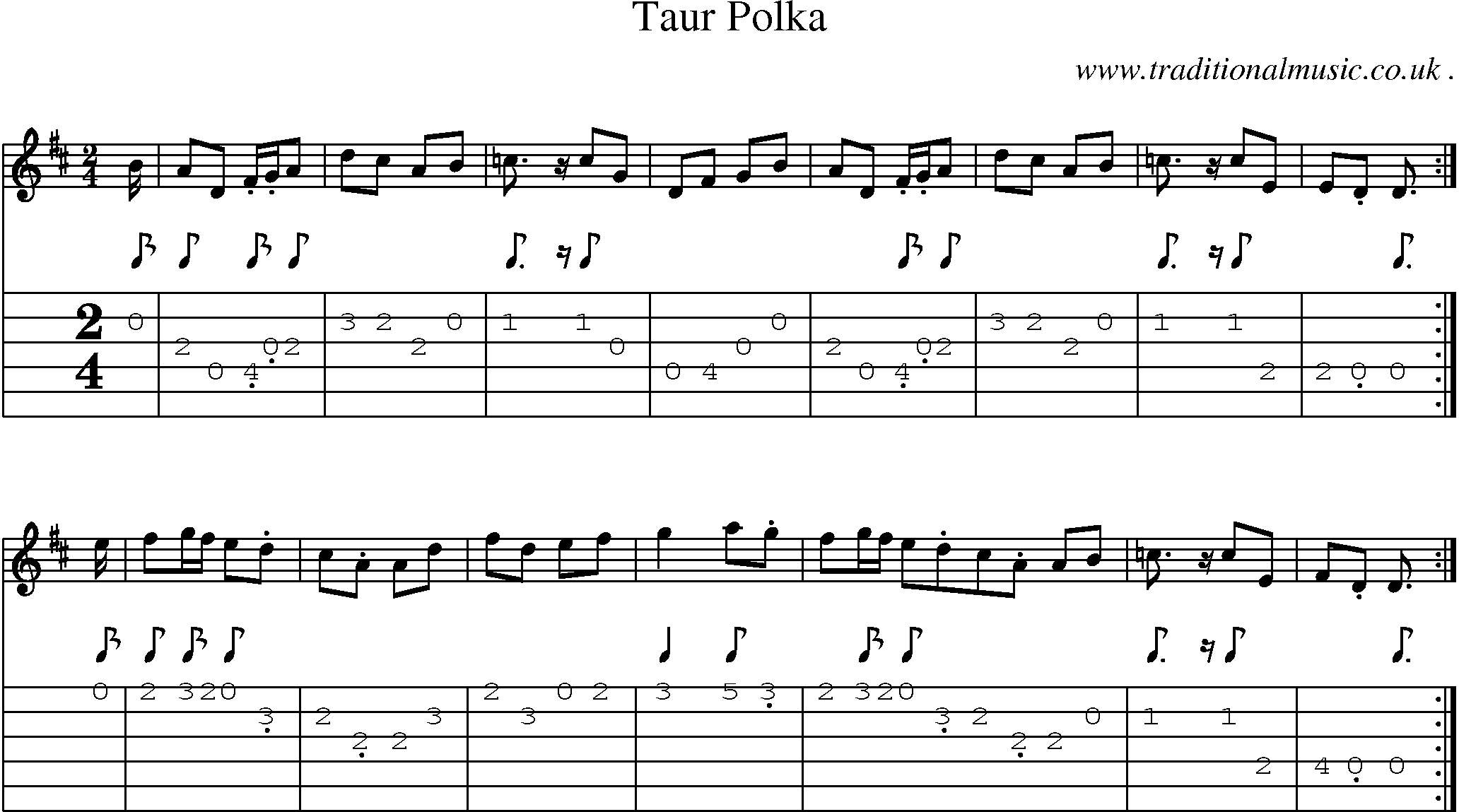 Sheet-Music and Guitar Tabs for Taur Polka