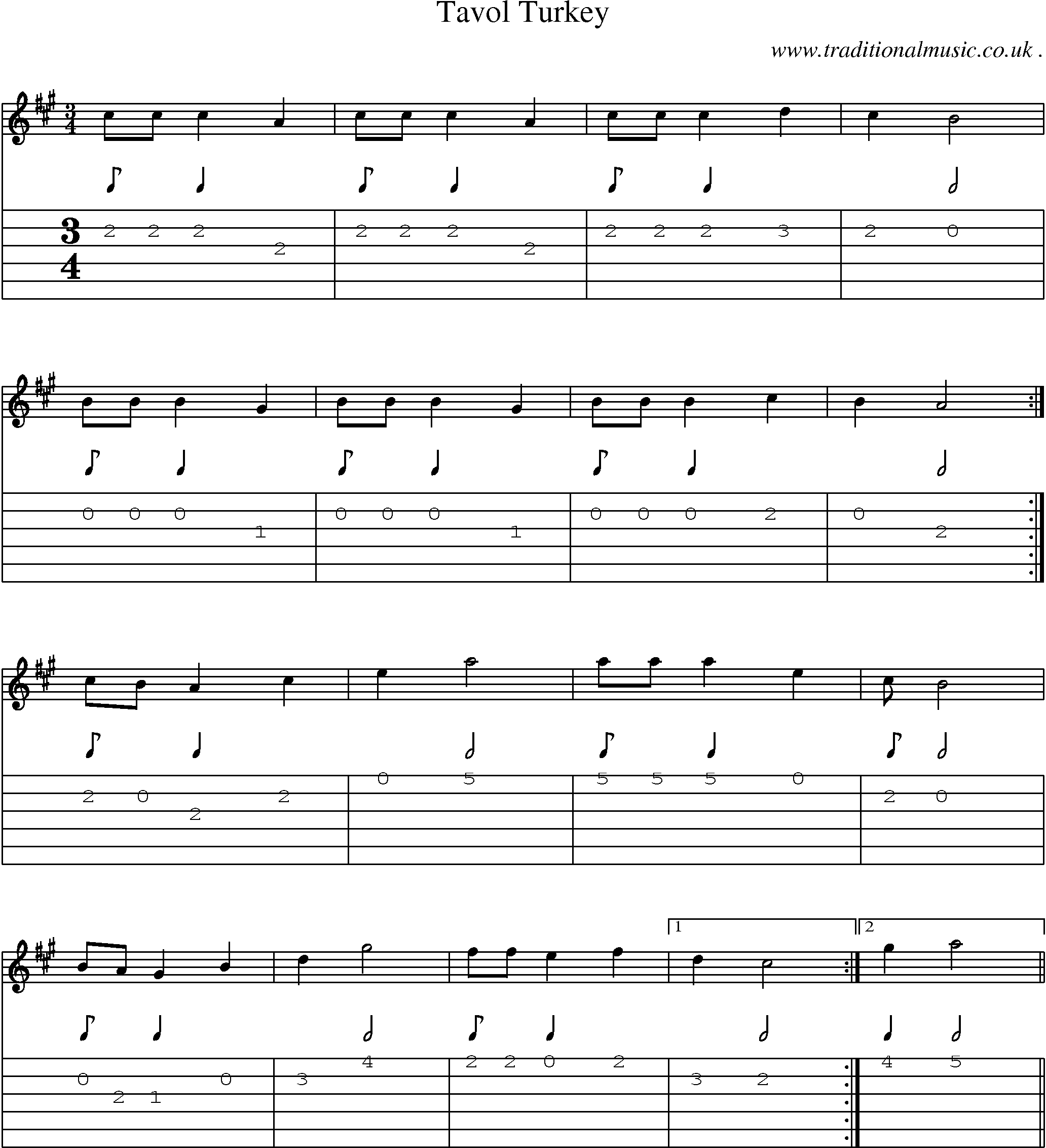 Sheet-Music and Guitar Tabs for Tavol Turkey