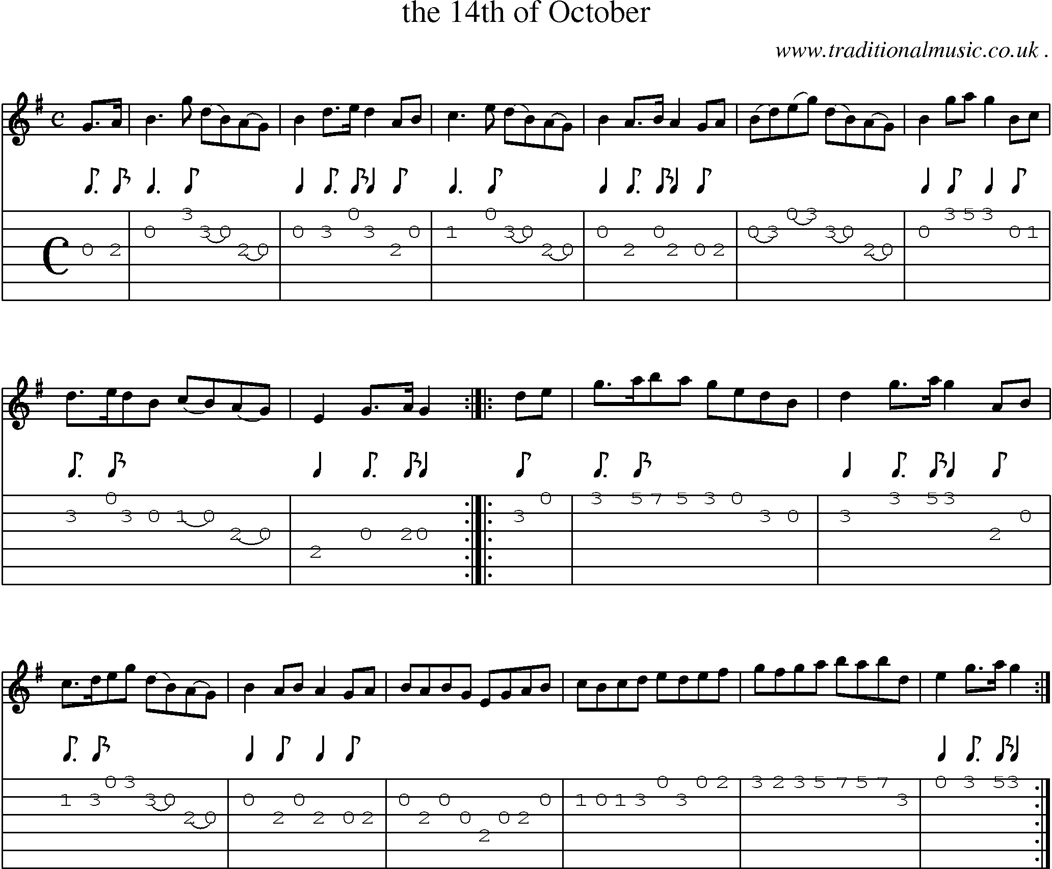 Sheet-Music and Guitar Tabs for The 14th Of October