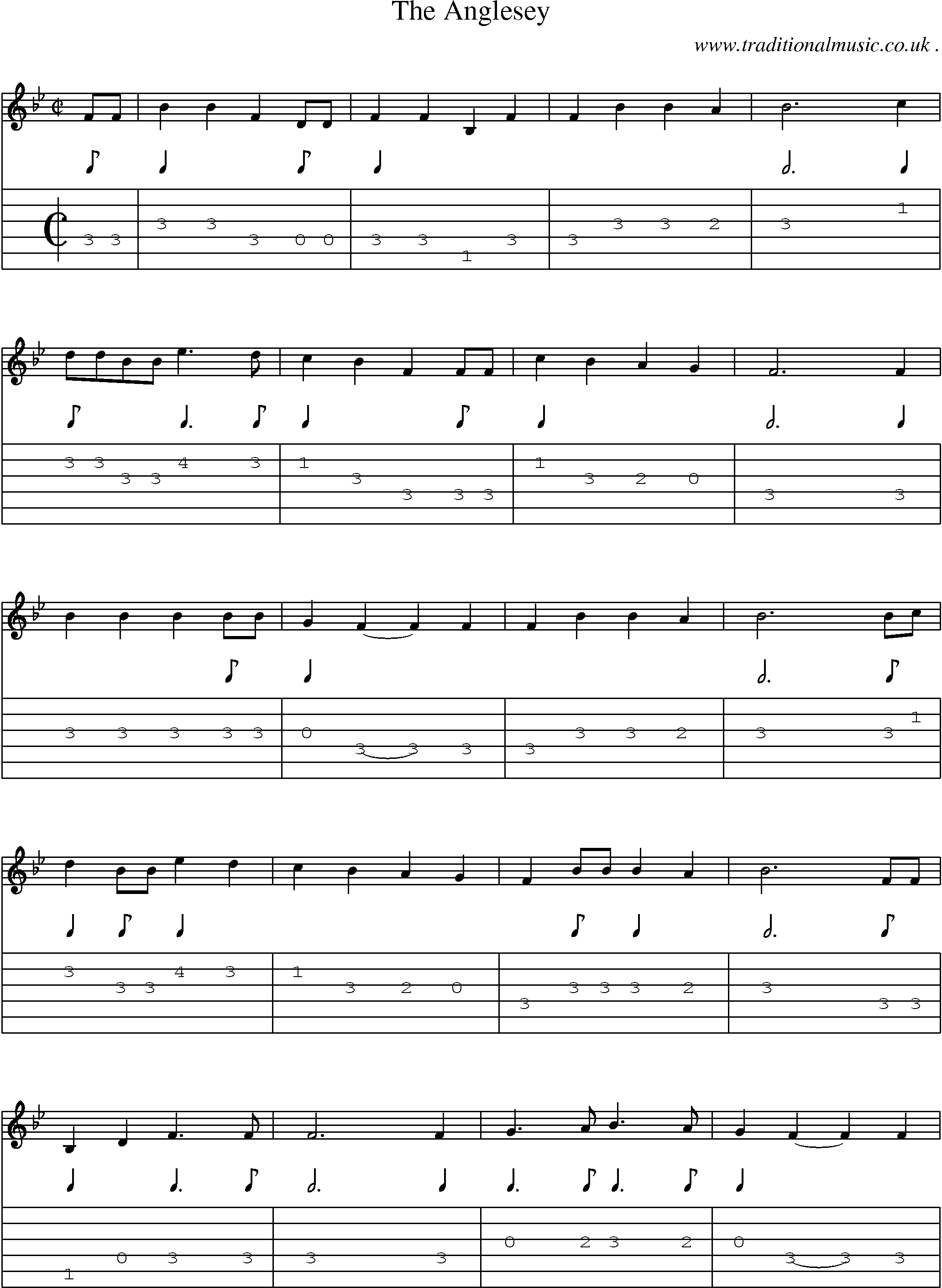 Sheet-Music and Guitar Tabs for The Anglesey