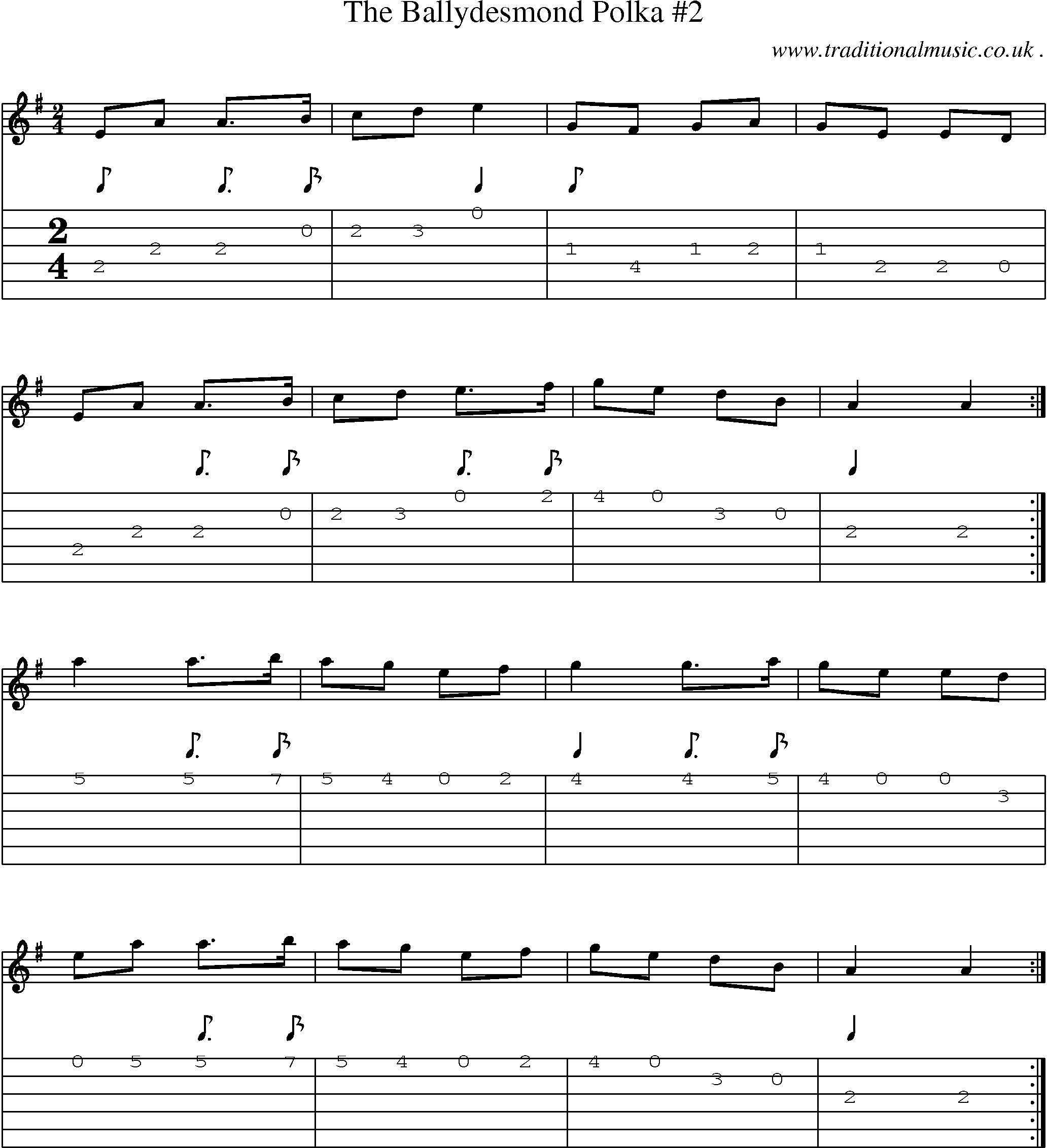 Sheet-Music and Guitar Tabs for The Ballydesmond Polka 2