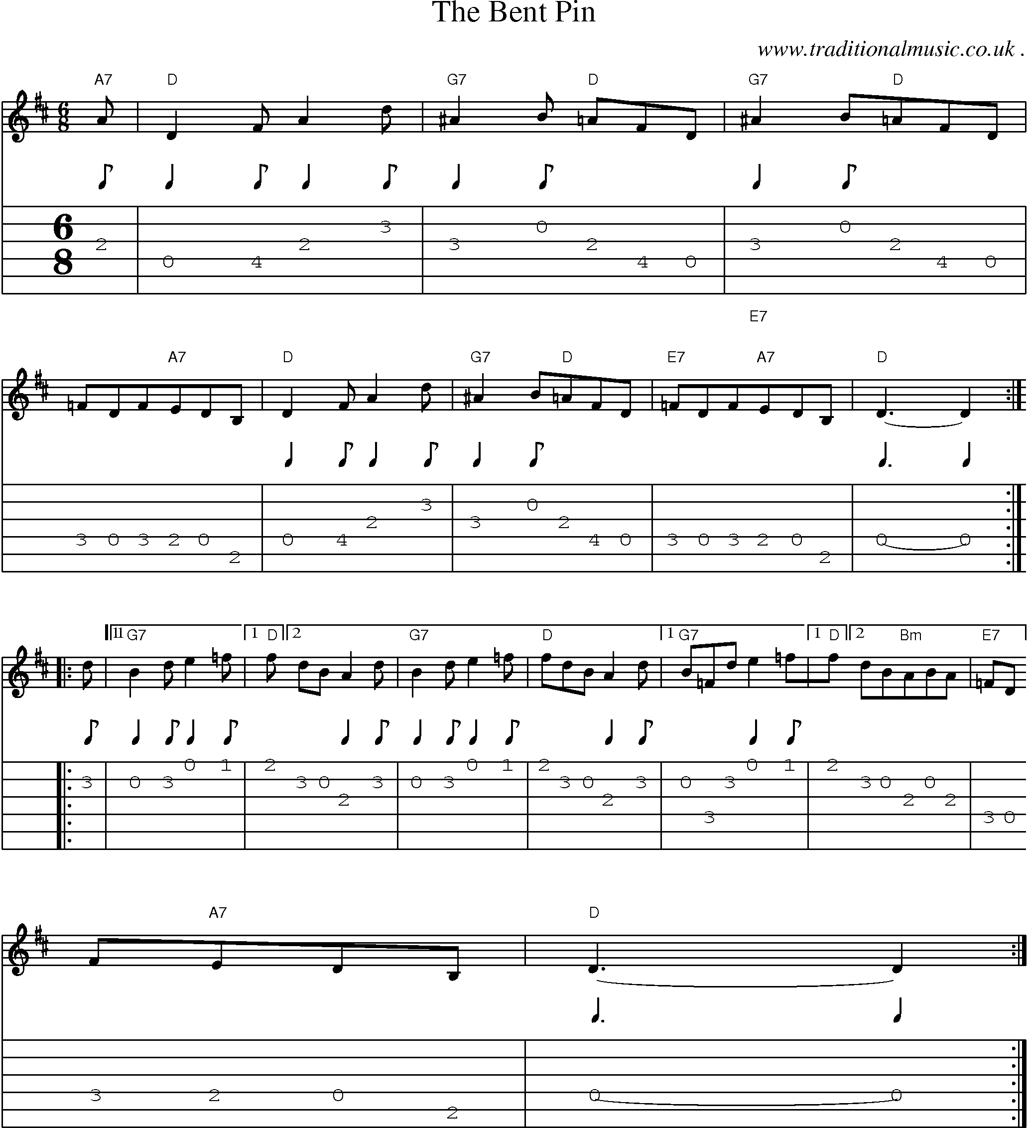 Sheet-Music and Guitar Tabs for The Bent Pin