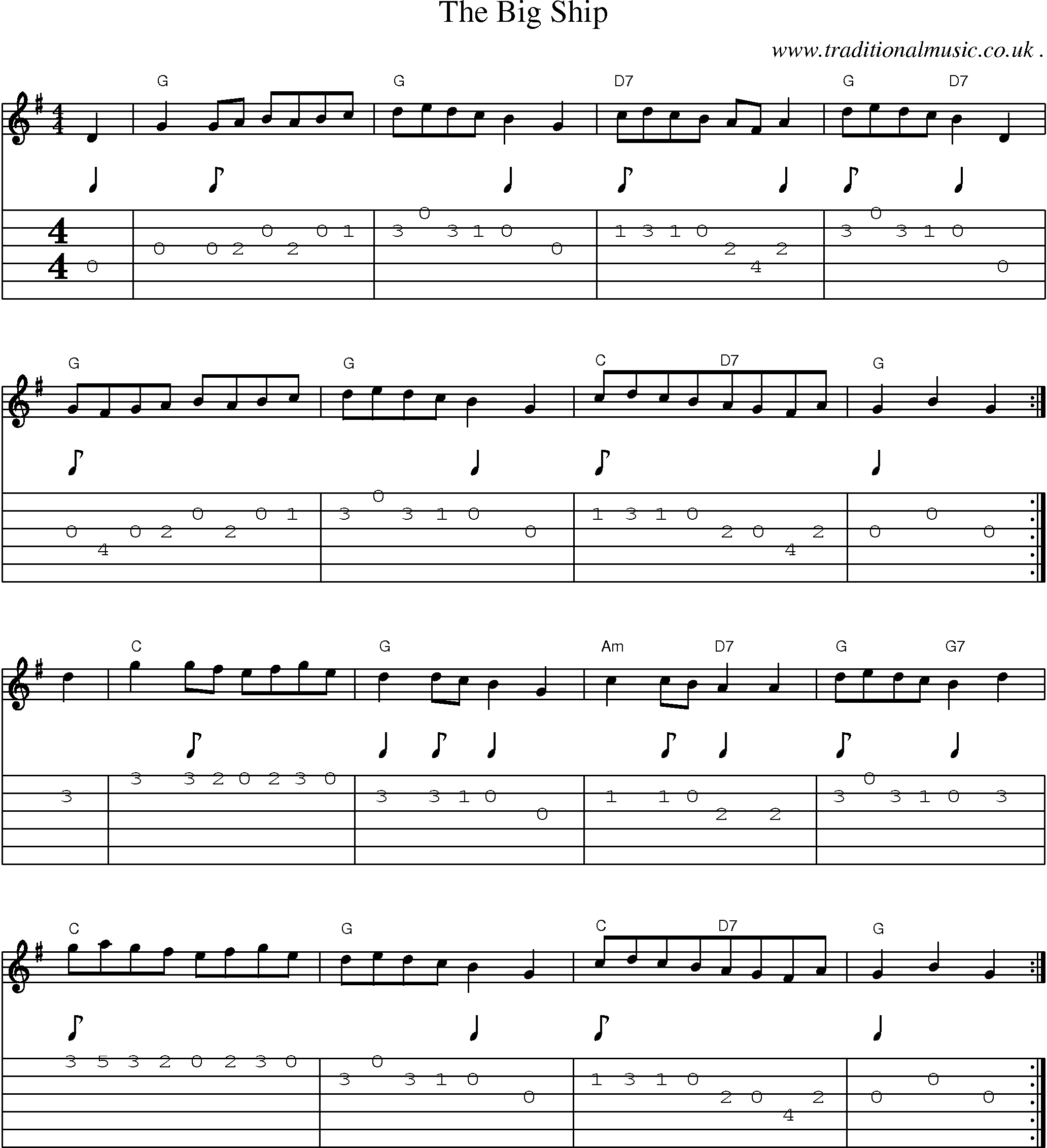 Sheet-Music and Guitar Tabs for The Big Ship