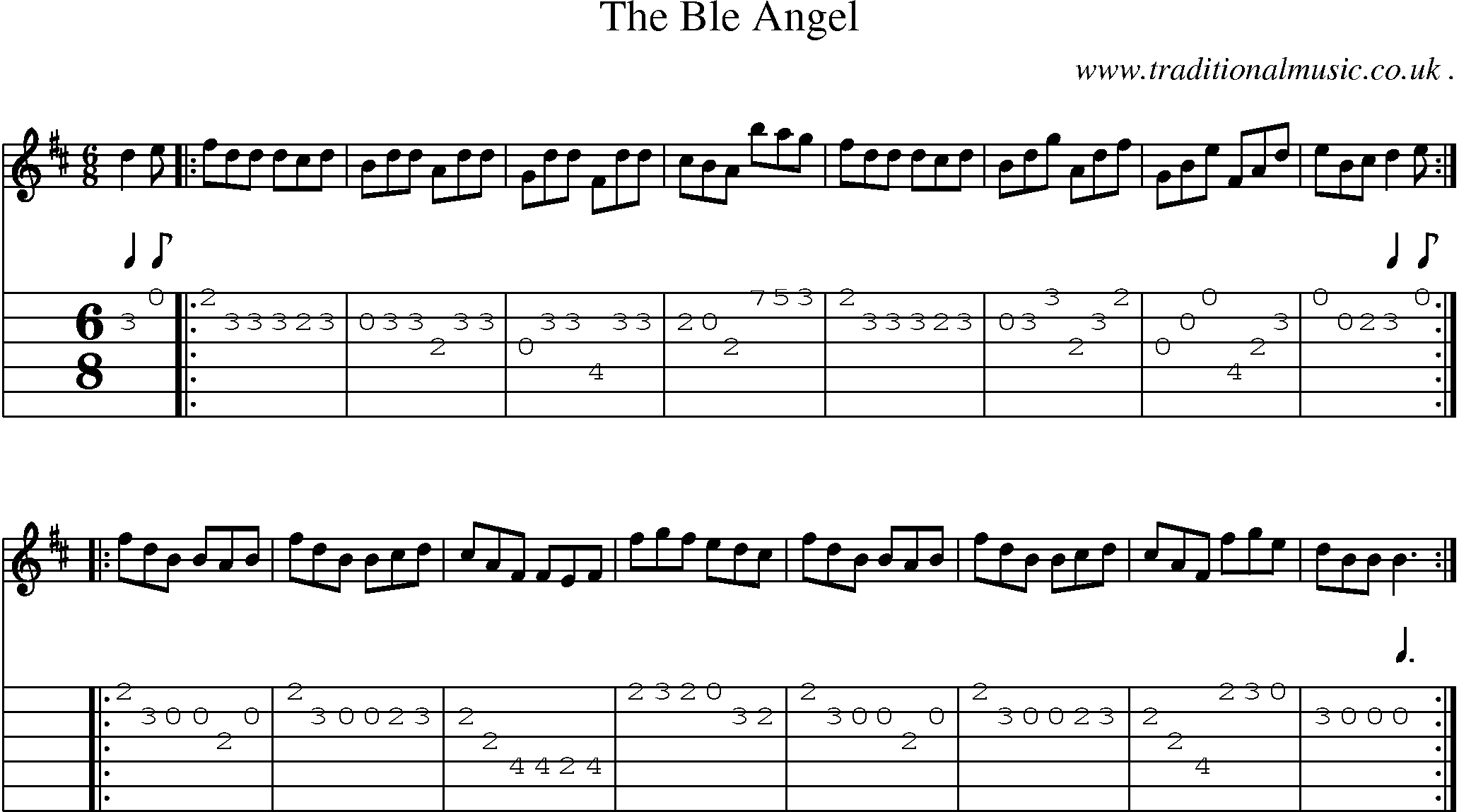 Sheet-Music and Guitar Tabs for The Ble Angel