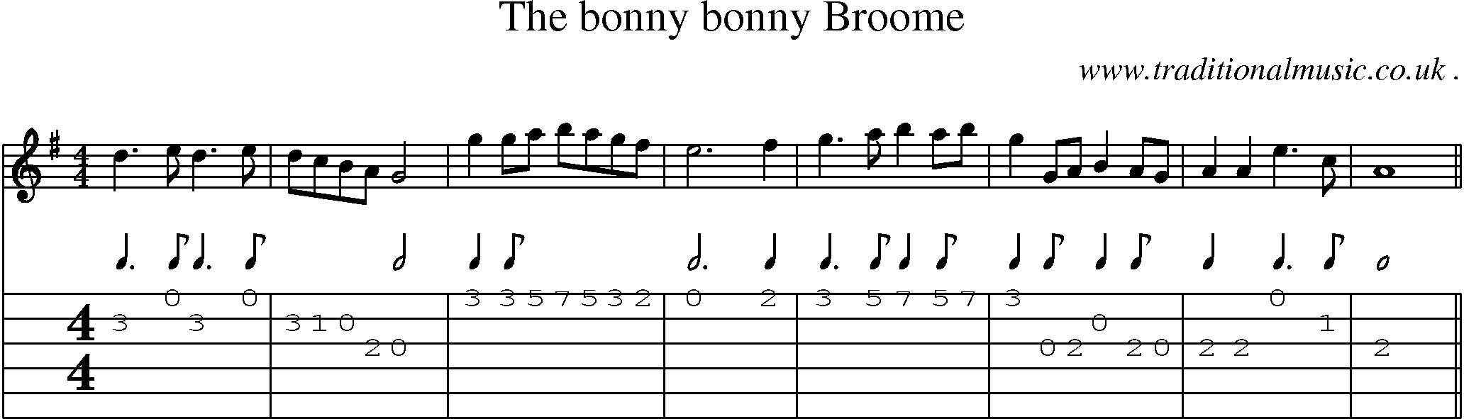 Sheet-Music and Guitar Tabs for The Bonny Bonny Broome