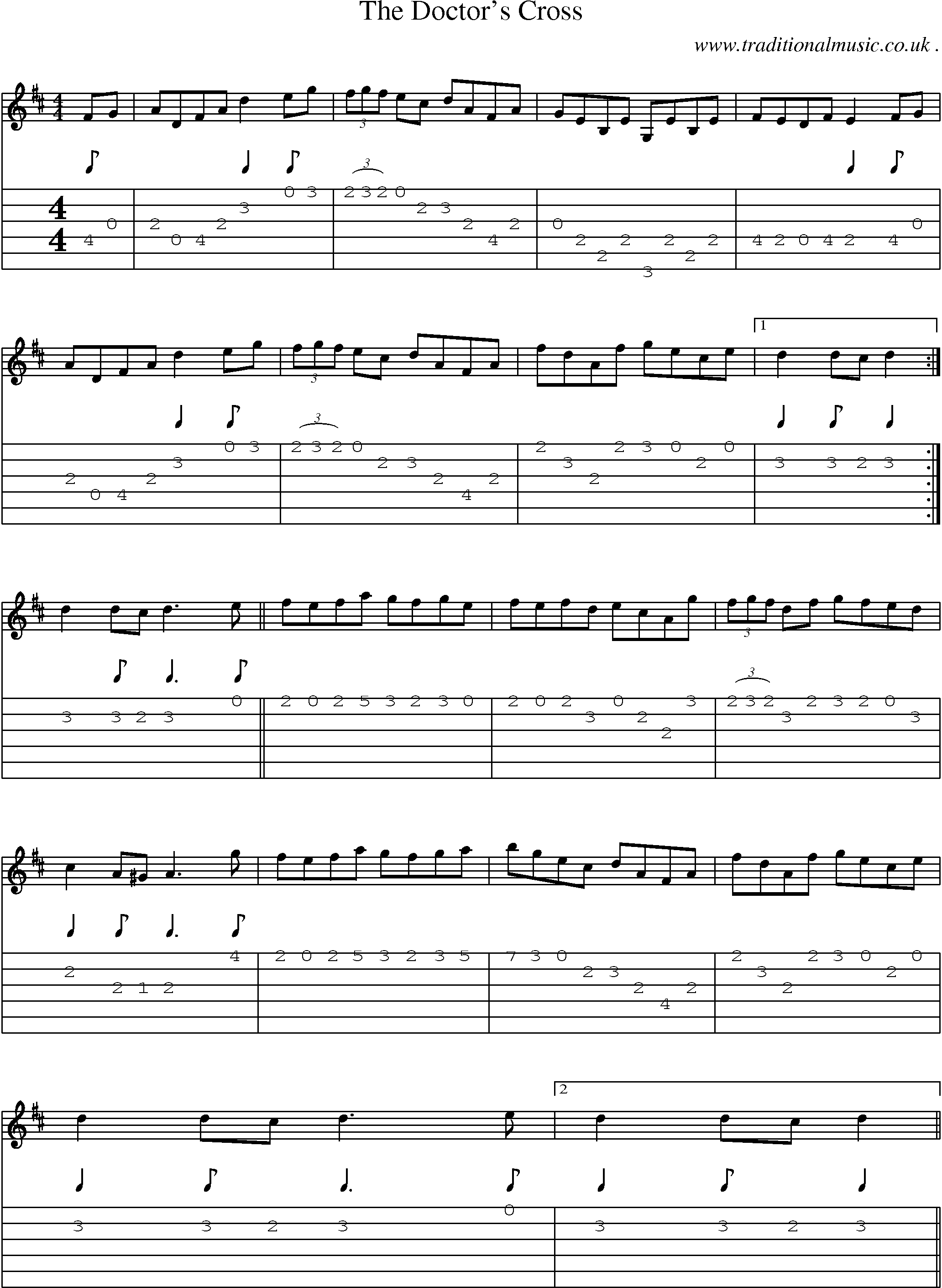 Sheet-Music and Guitar Tabs for The Doctors Cross