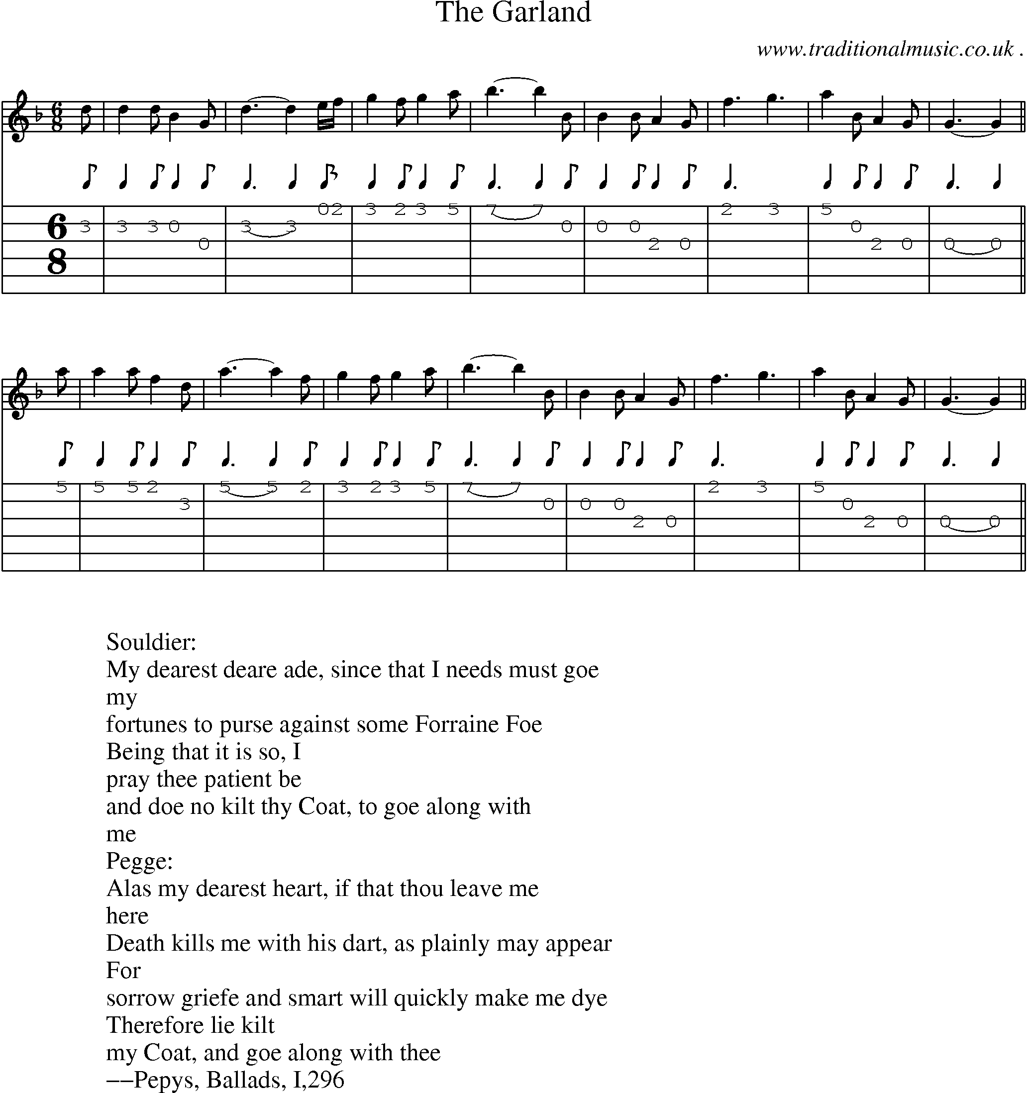 Sheet-Music and Guitar Tabs for The Garland