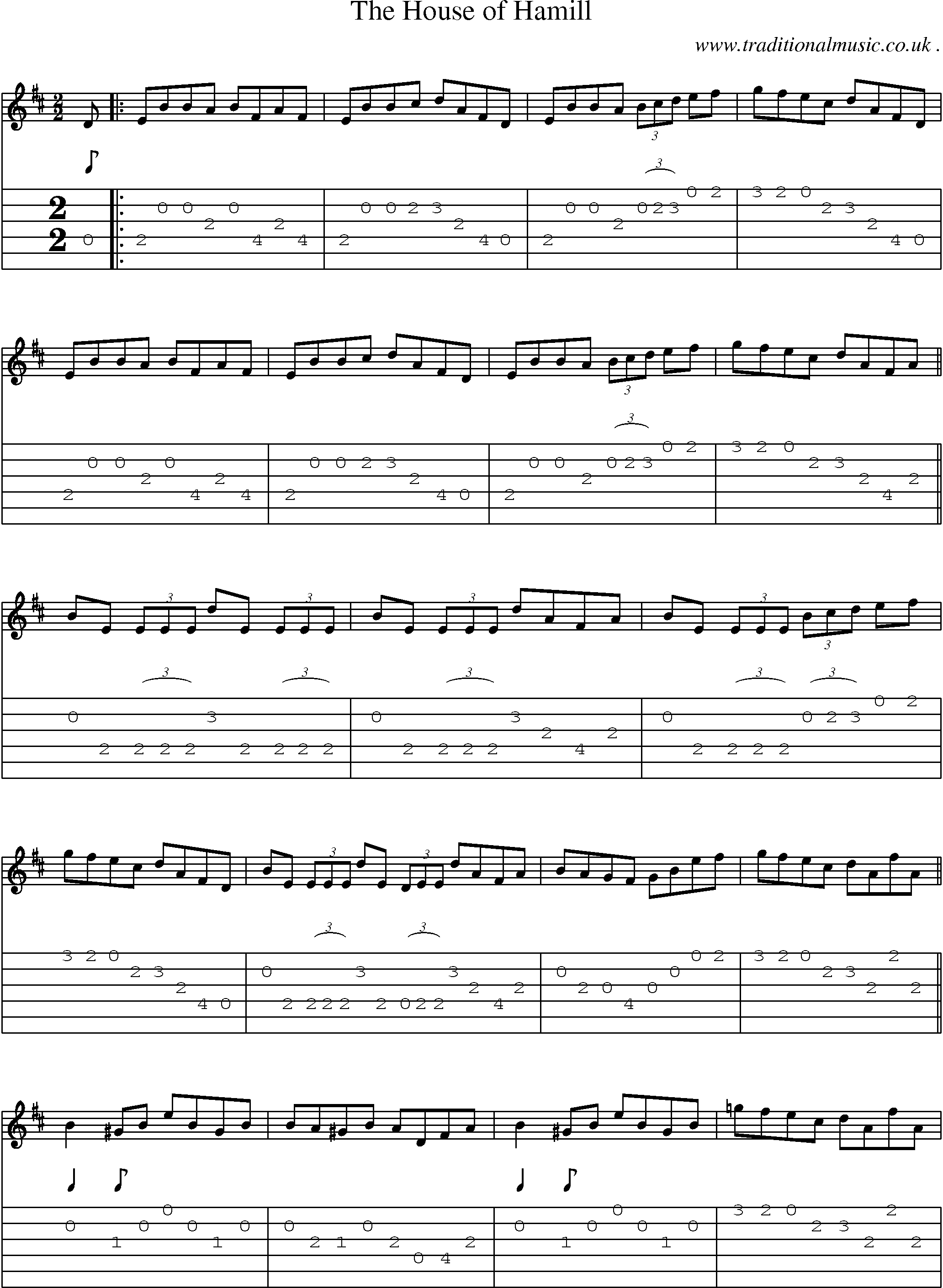Sheet-Music and Guitar Tabs for The House Of Hamill