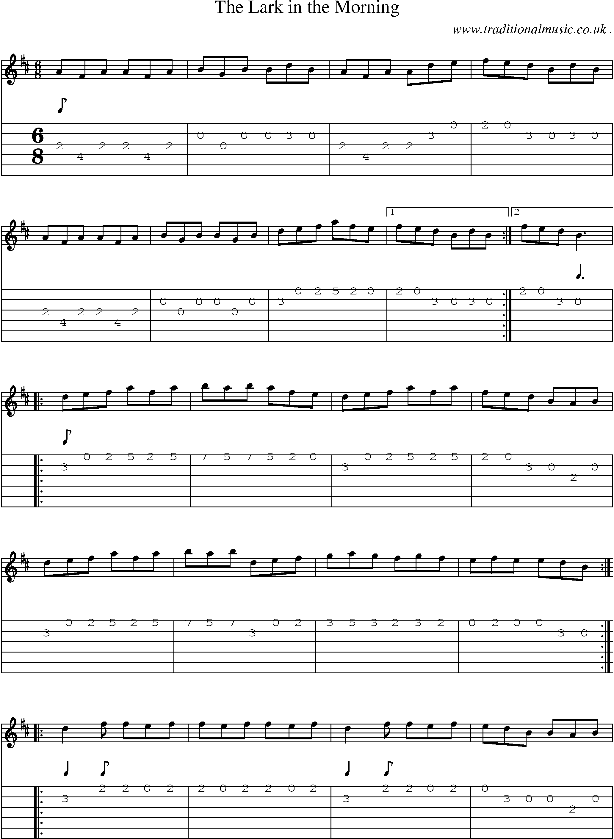 Sheet-Music and Guitar Tabs for The Lark In The Morning