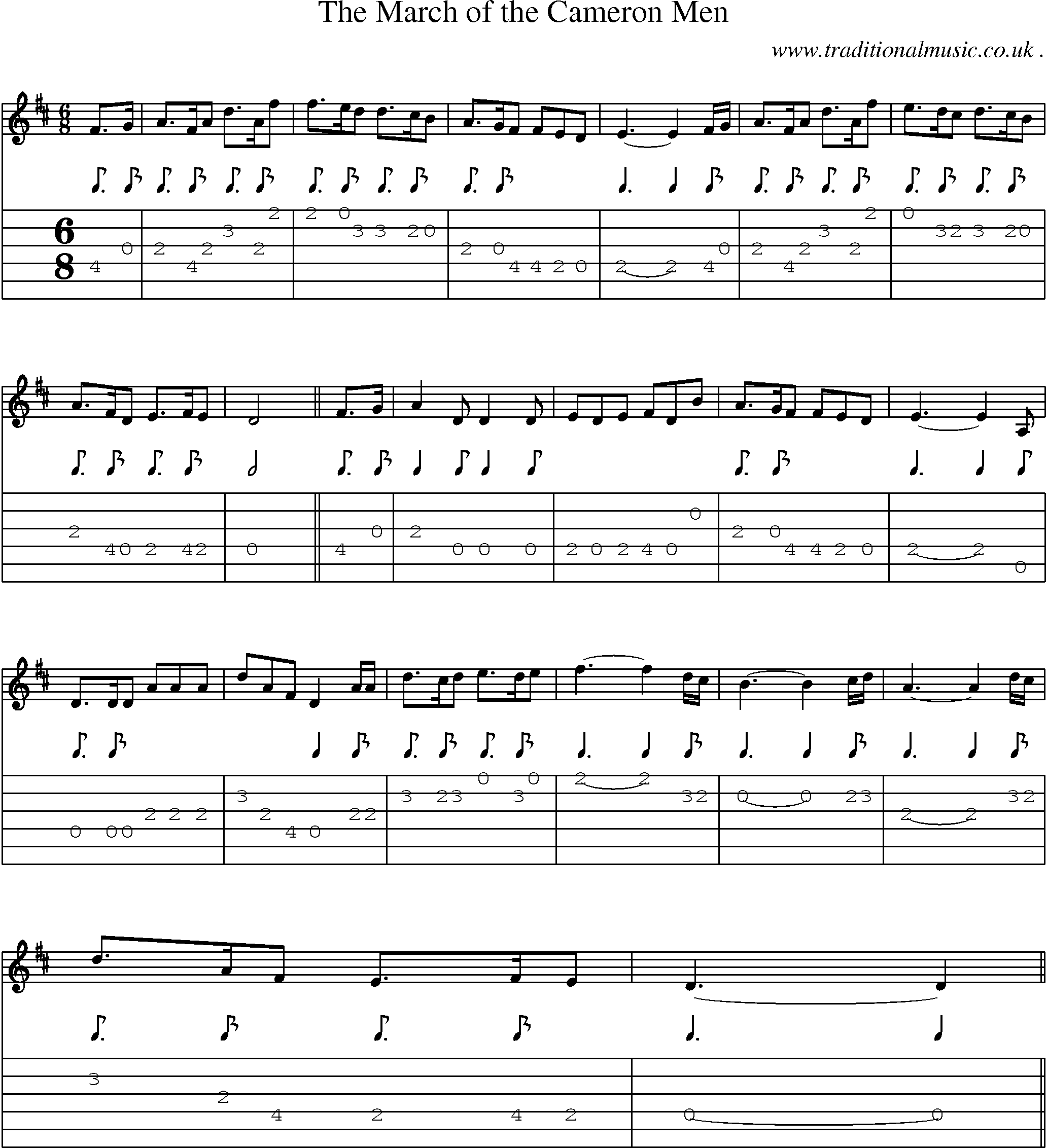 Sheet-Music and Guitar Tabs for The March Of The Cameron Men