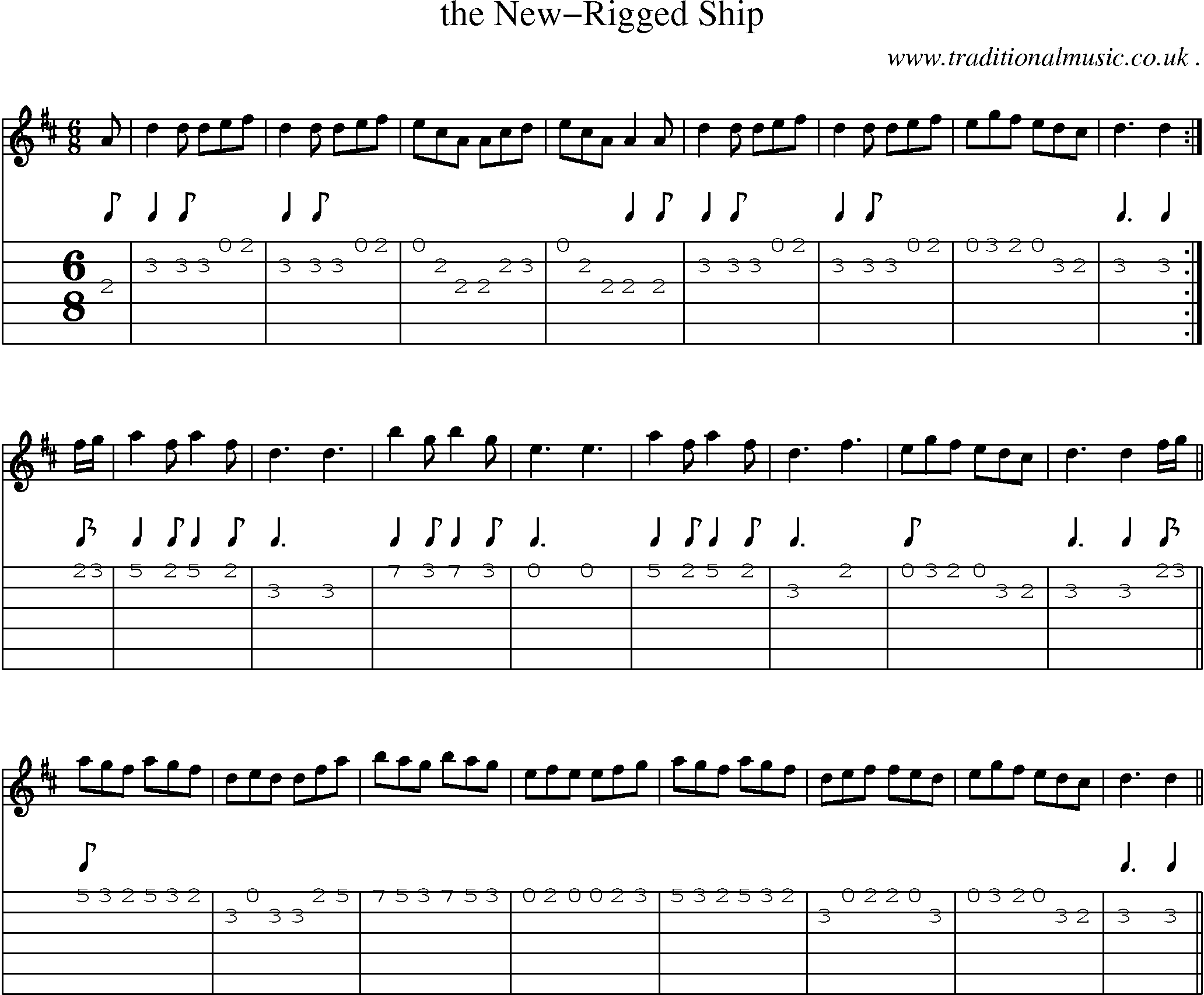 Sheet-Music and Guitar Tabs for The New-rigged Ship