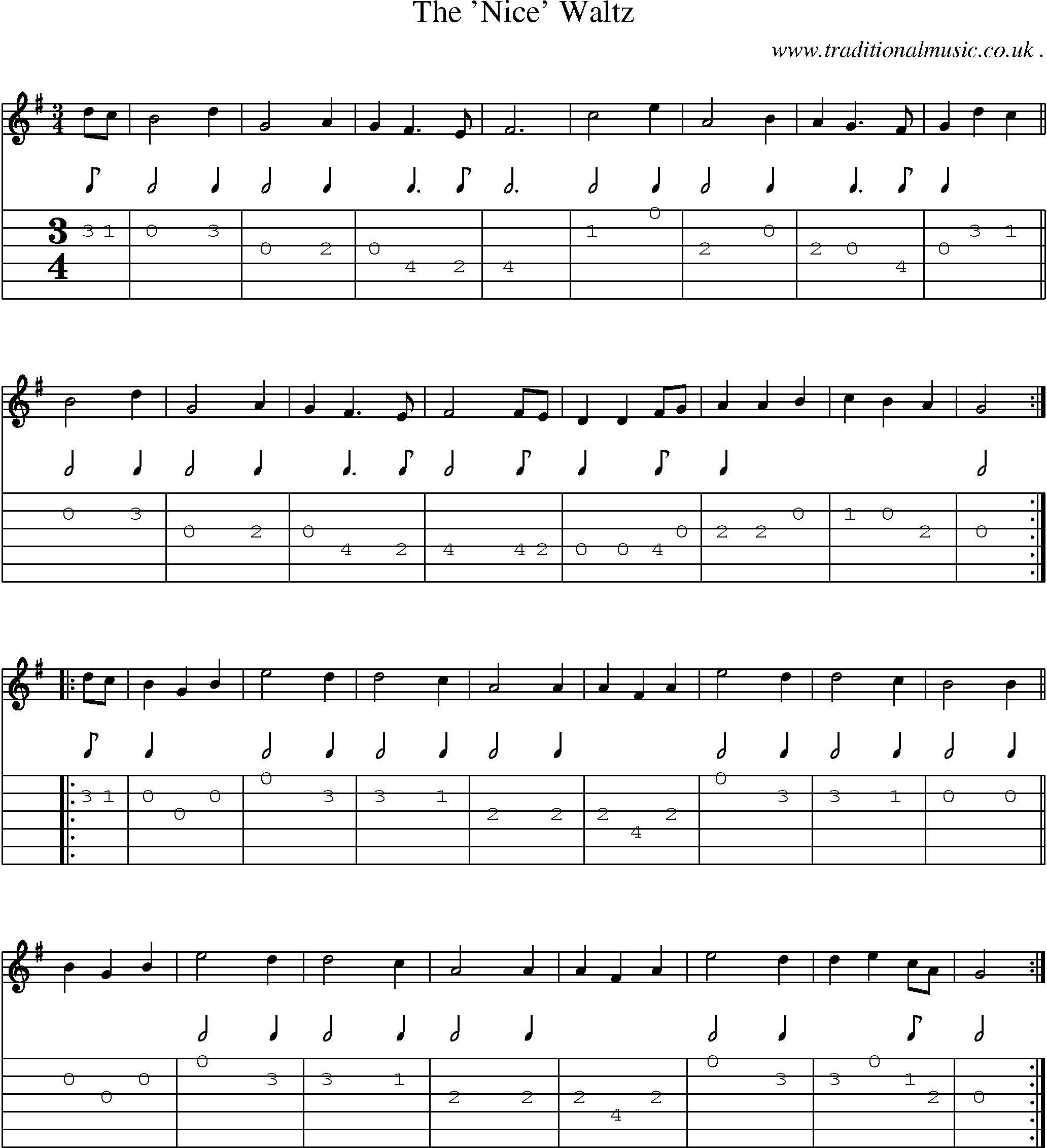 Sheet-Music and Guitar Tabs for The Nice Waltz
