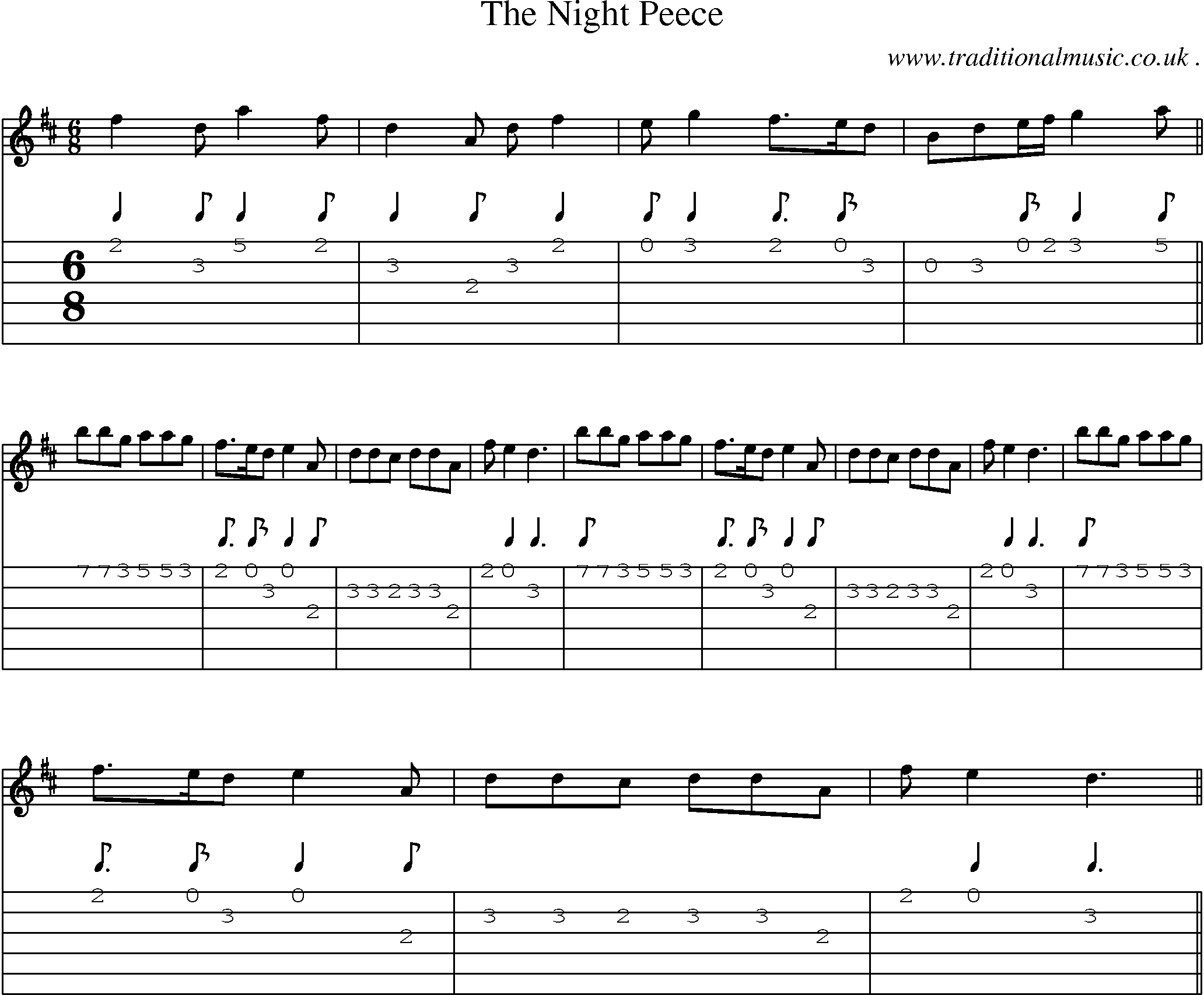 Sheet-Music and Guitar Tabs for The Night Peece