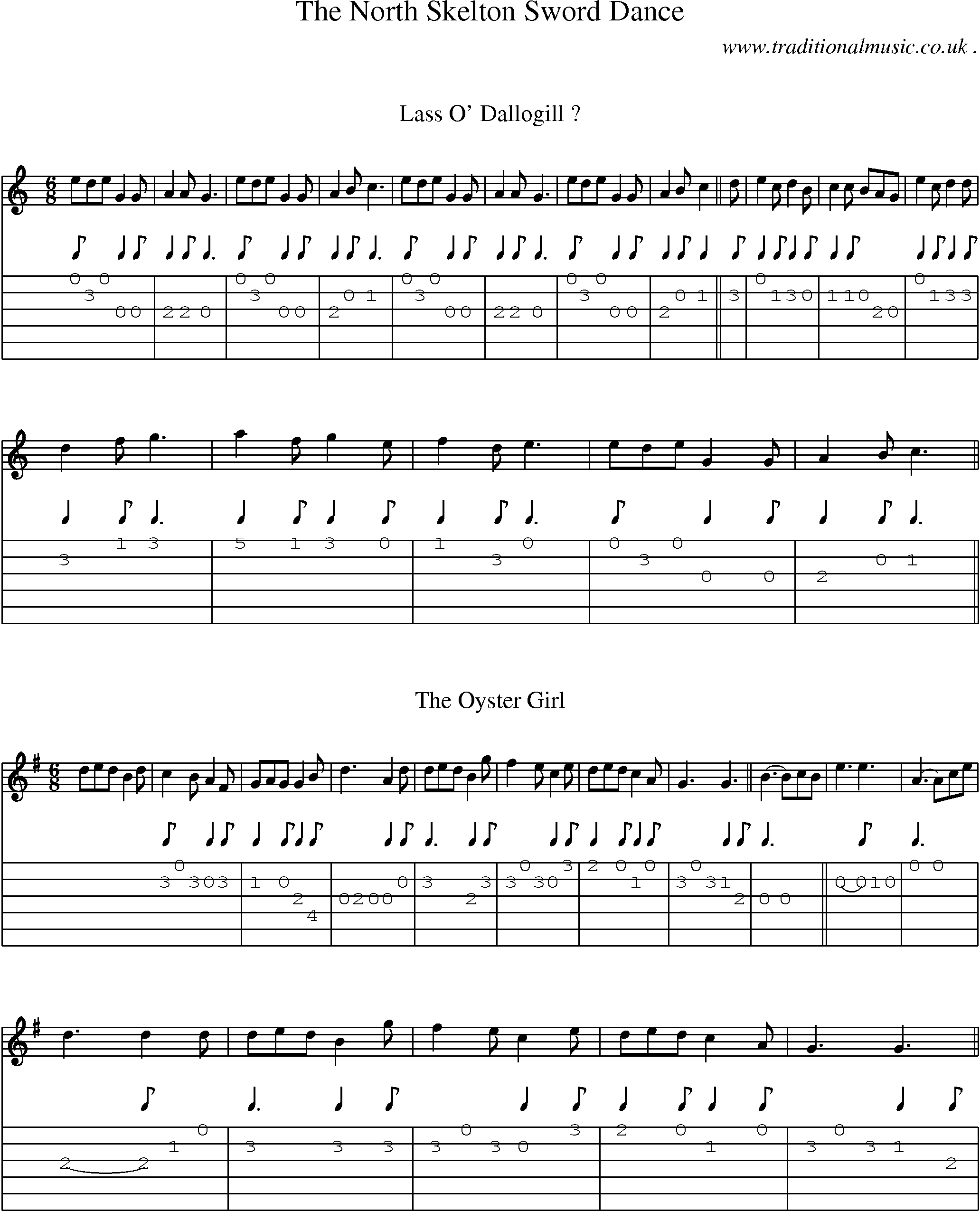 Sheet-Music and Guitar Tabs for The North Skelton Sword Dance