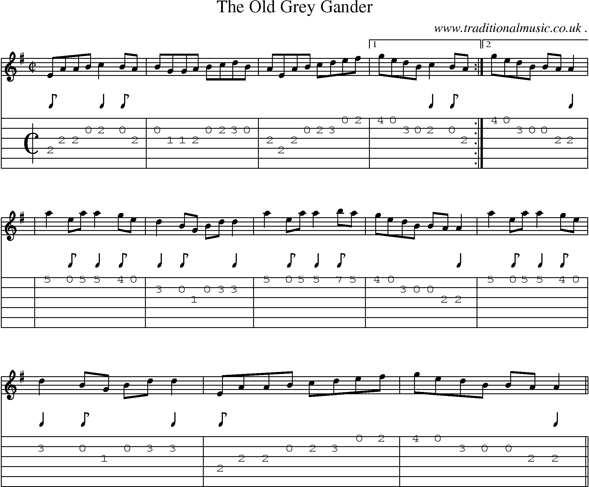 Sheet-Music and Guitar Tabs for The Old Grey Gander