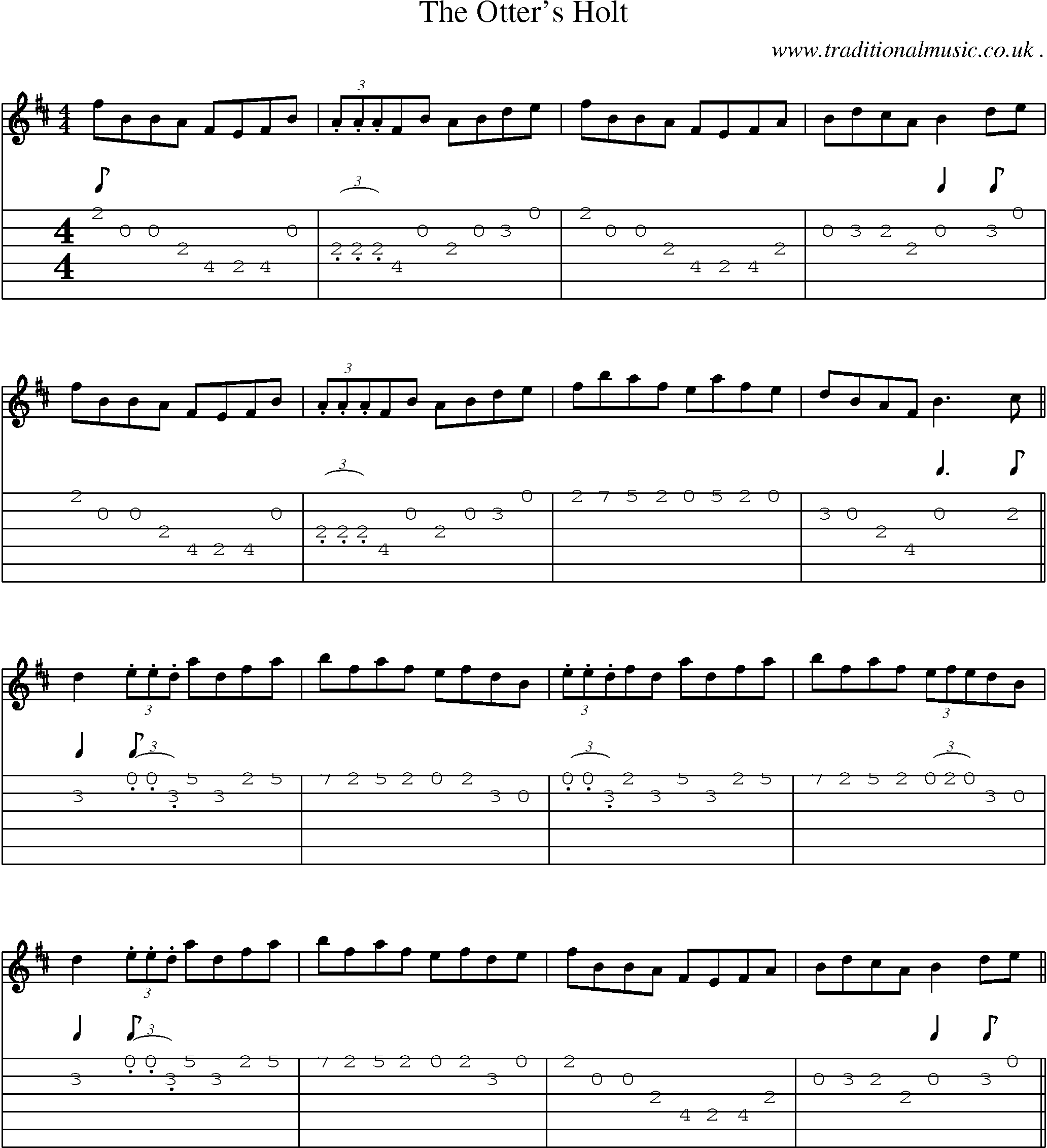 Sheet-Music and Guitar Tabs for The Otters Holt