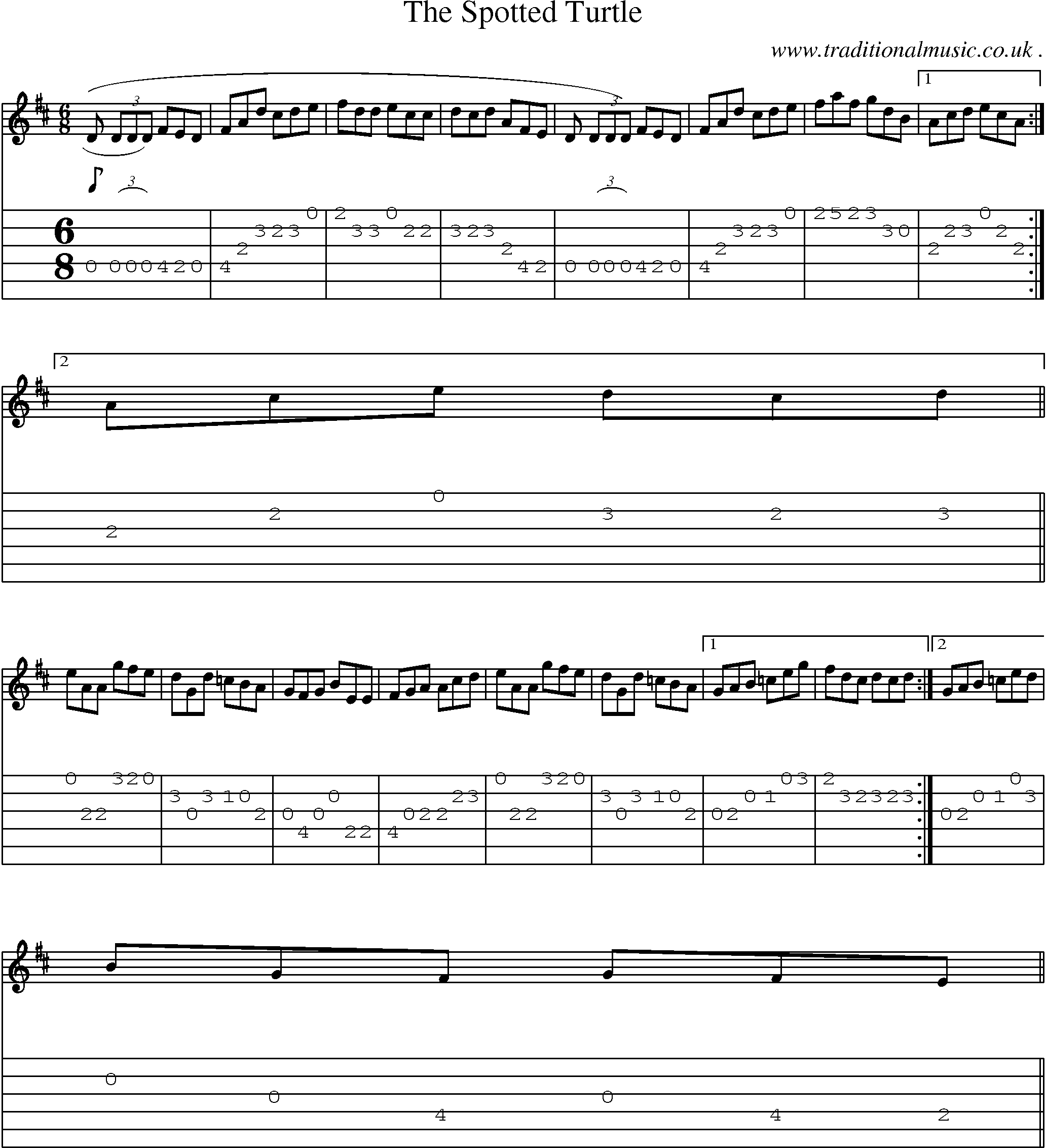 Sheet-Music and Guitar Tabs for The Spotted Turtle