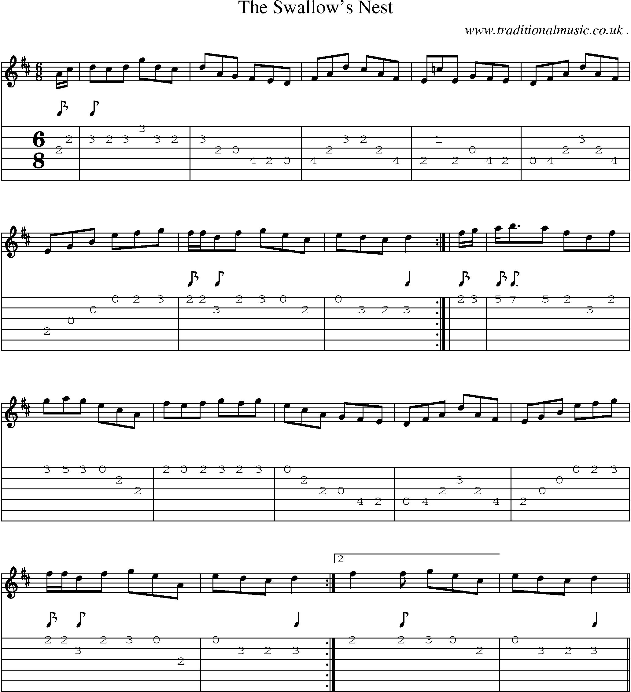 Sheet-Music and Guitar Tabs for The Swallows Nest