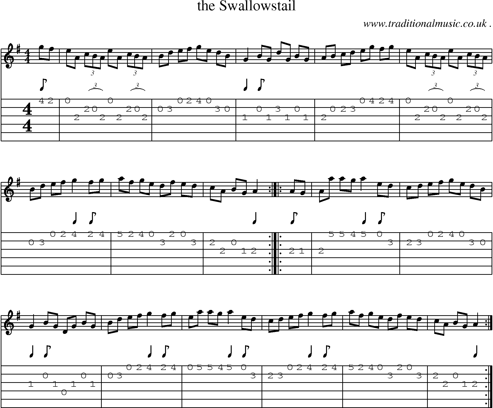 Sheet-Music and Guitar Tabs for The Swallowstail
