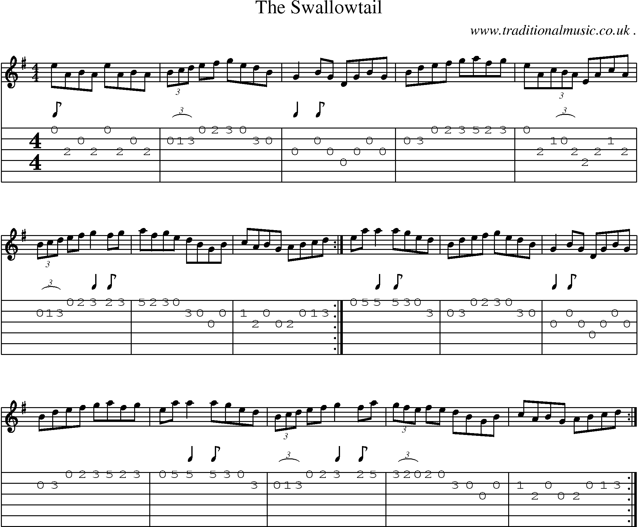 Sheet-Music and Guitar Tabs for The Swallowtail