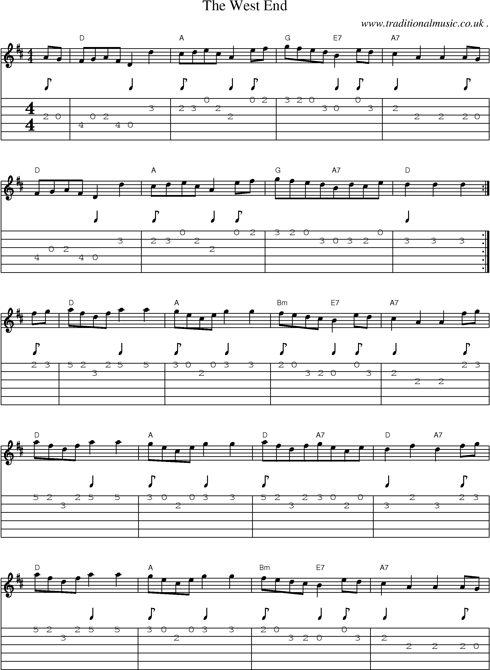 Sheet-Music and Guitar Tabs for The West End