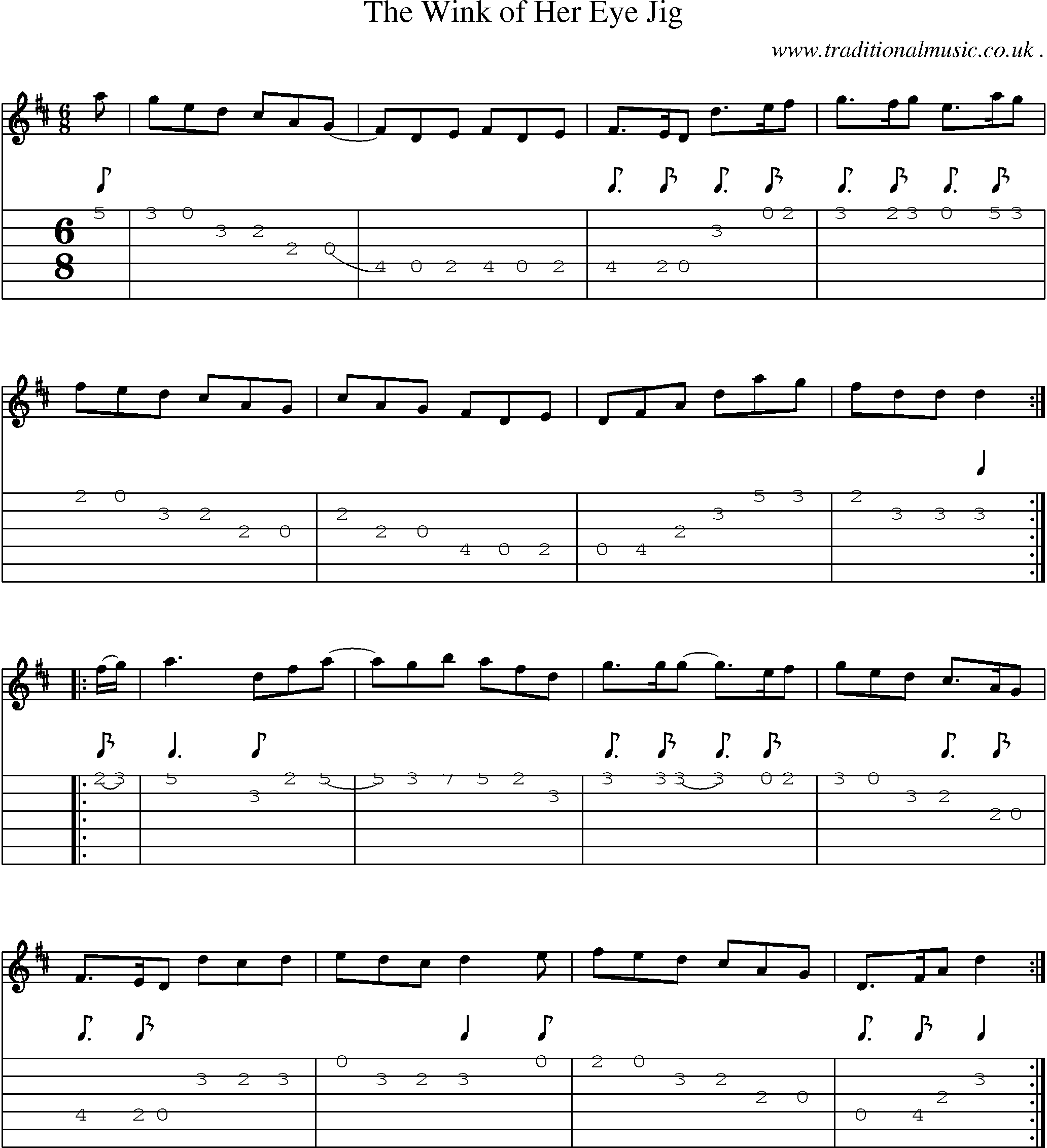 Sheet-Music and Guitar Tabs for The Wink Of Her Eye Jig