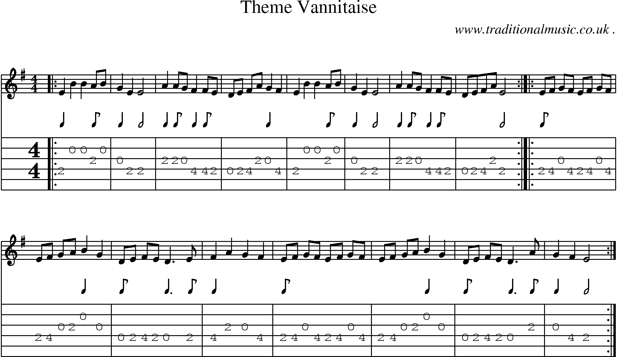 Sheet-Music and Guitar Tabs for Theme Vannitaise