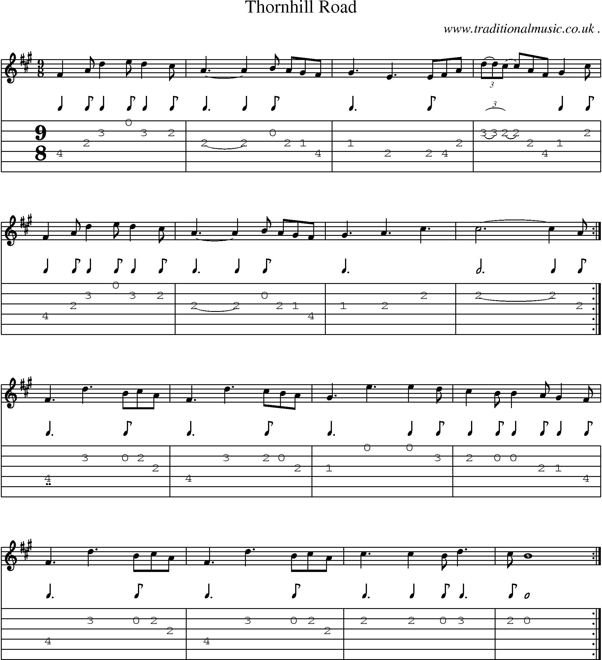 Sheet-Music and Guitar Tabs for Thornhill Road