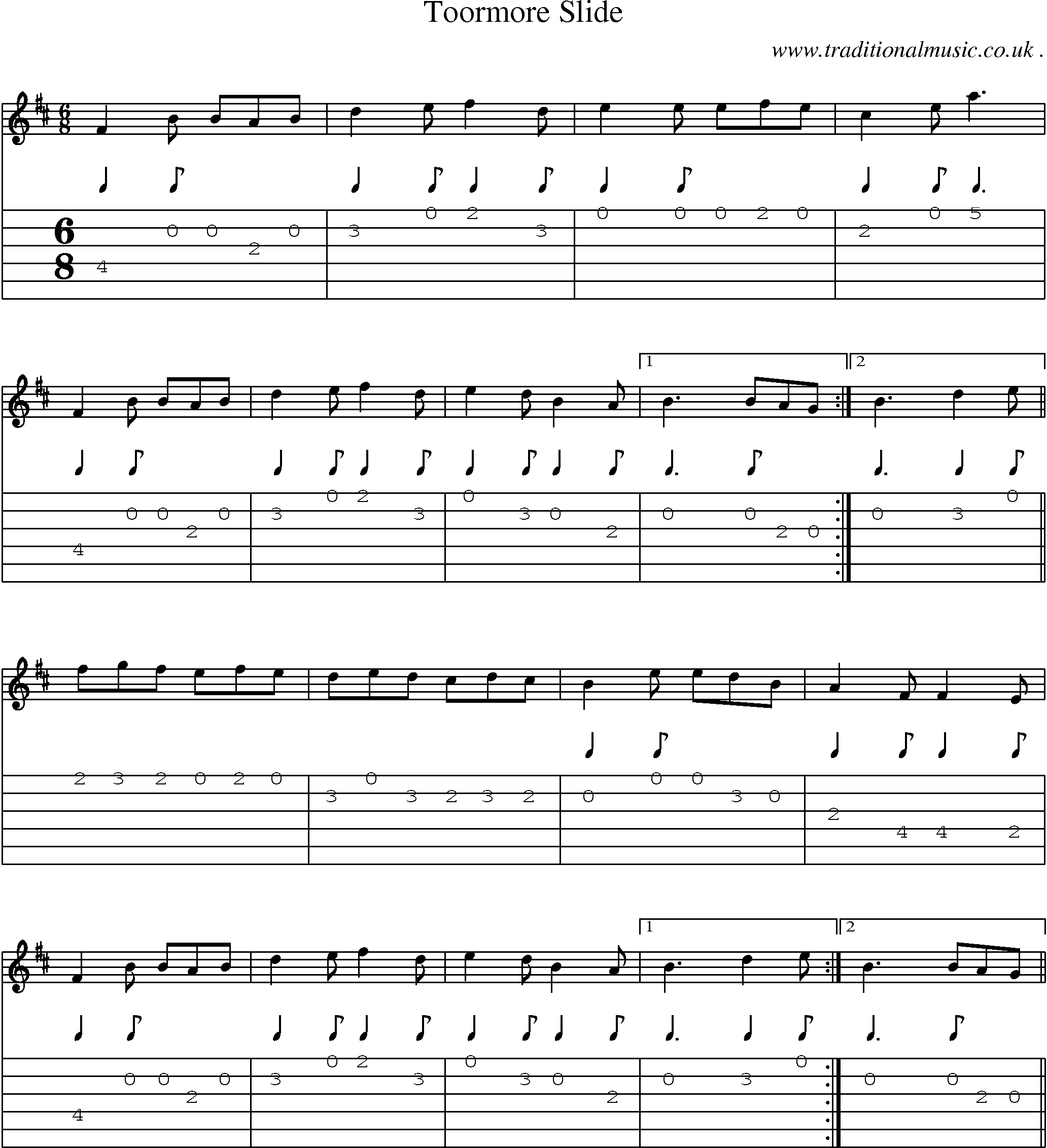Sheet-Music and Guitar Tabs for Toormore Slide