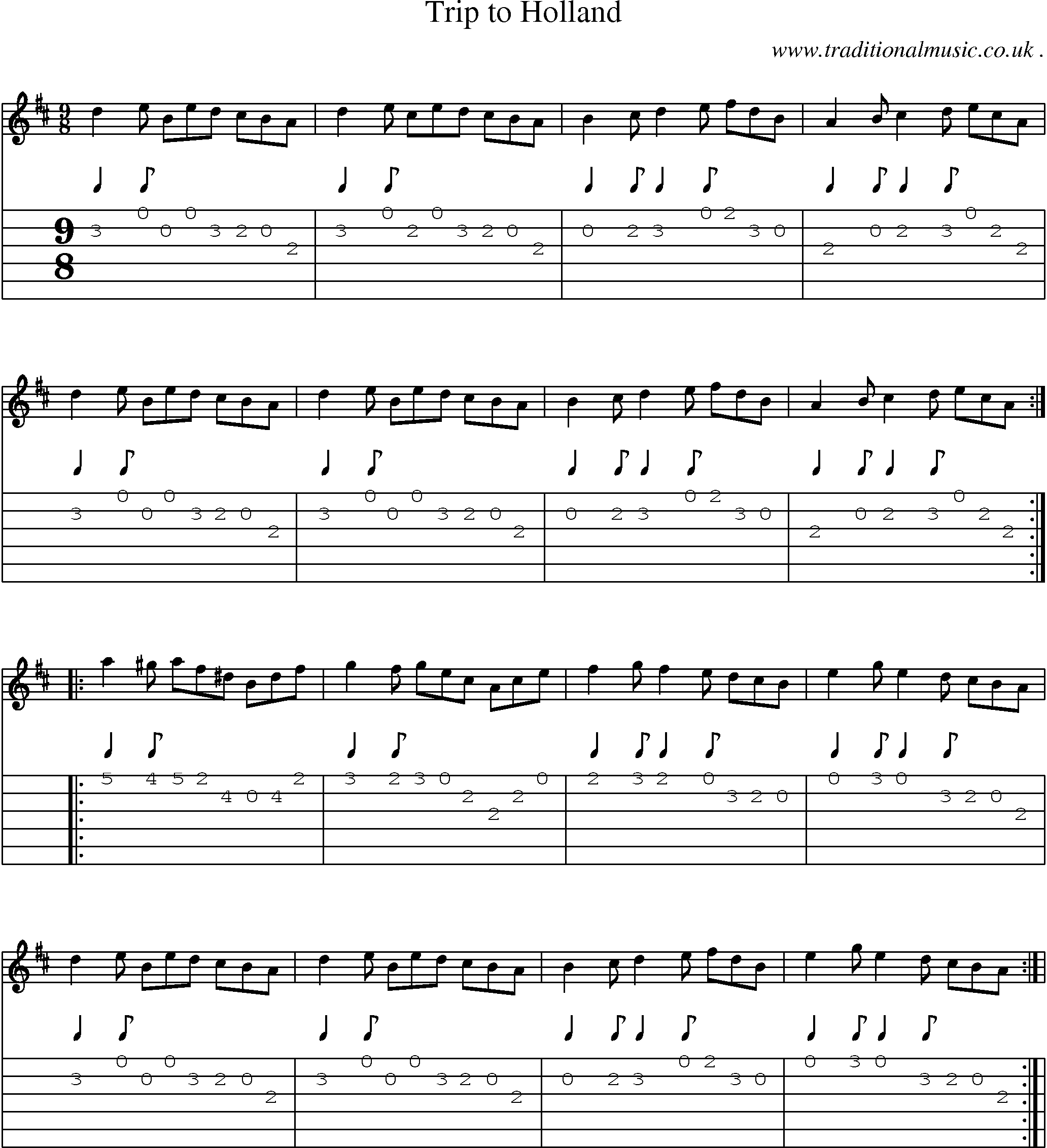 Sheet-Music and Guitar Tabs for Trip To Holland
