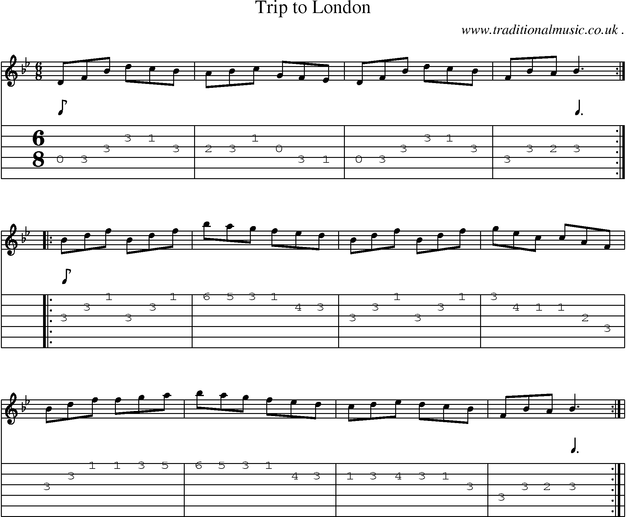 Sheet-Music and Guitar Tabs for Trip To London