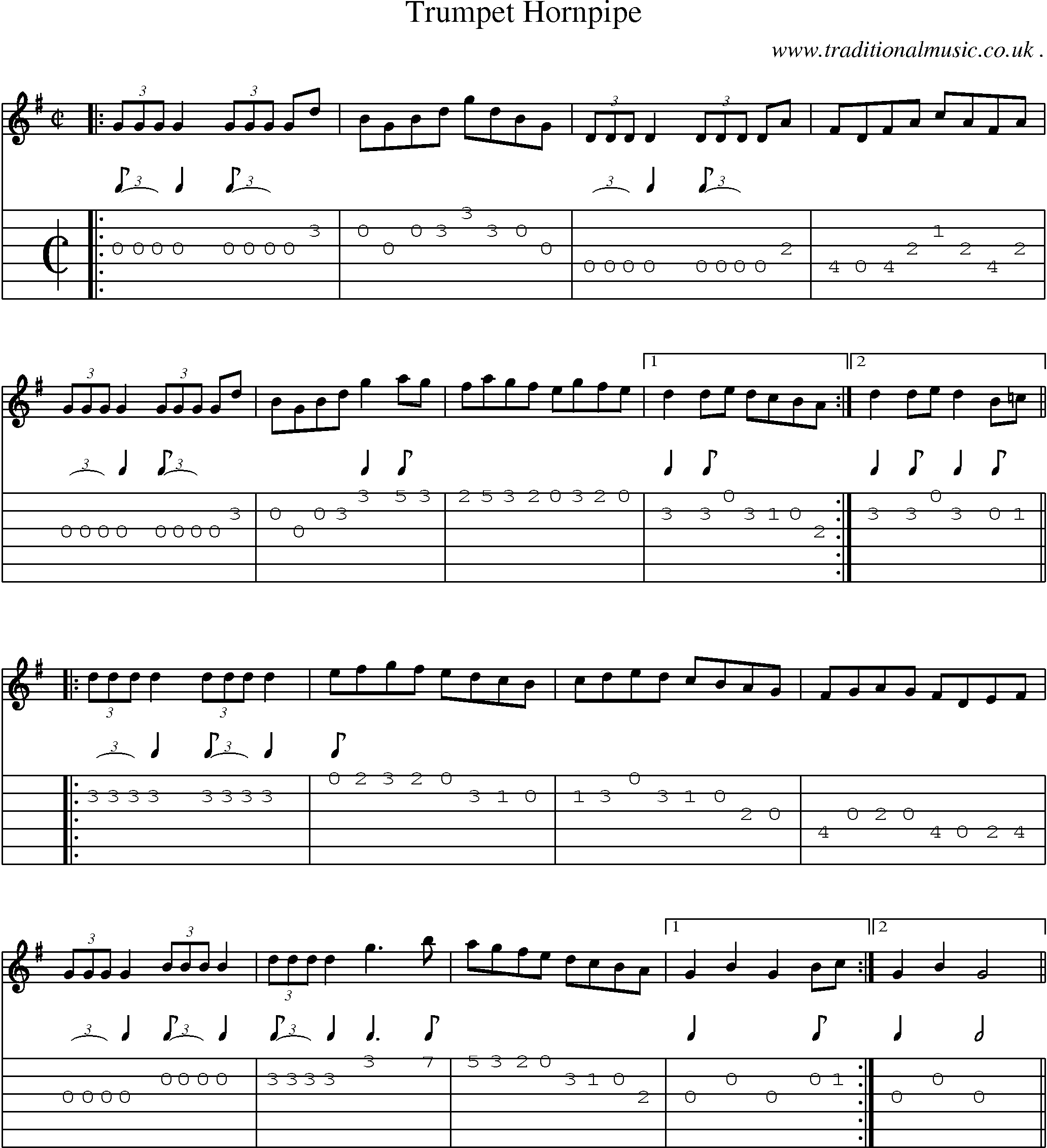 Sheet-Music and Guitar Tabs for Trumpet Hornpipe