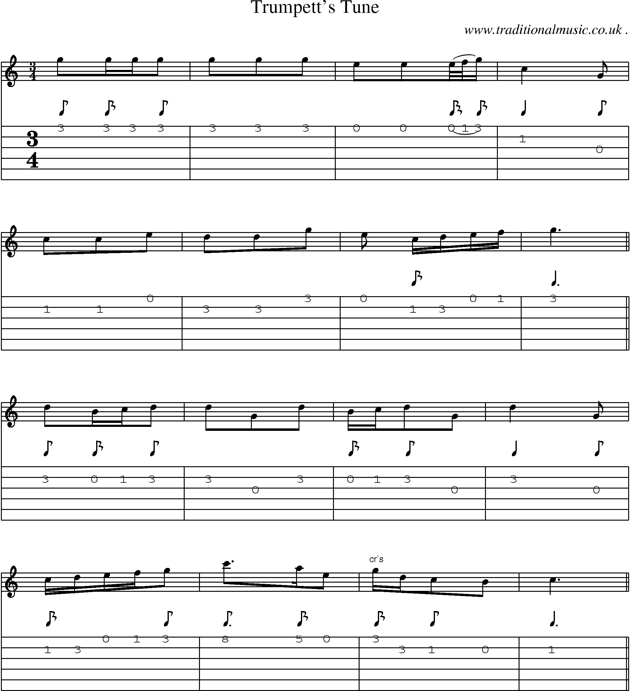 Sheet-Music and Guitar Tabs for Trumpetts Tune