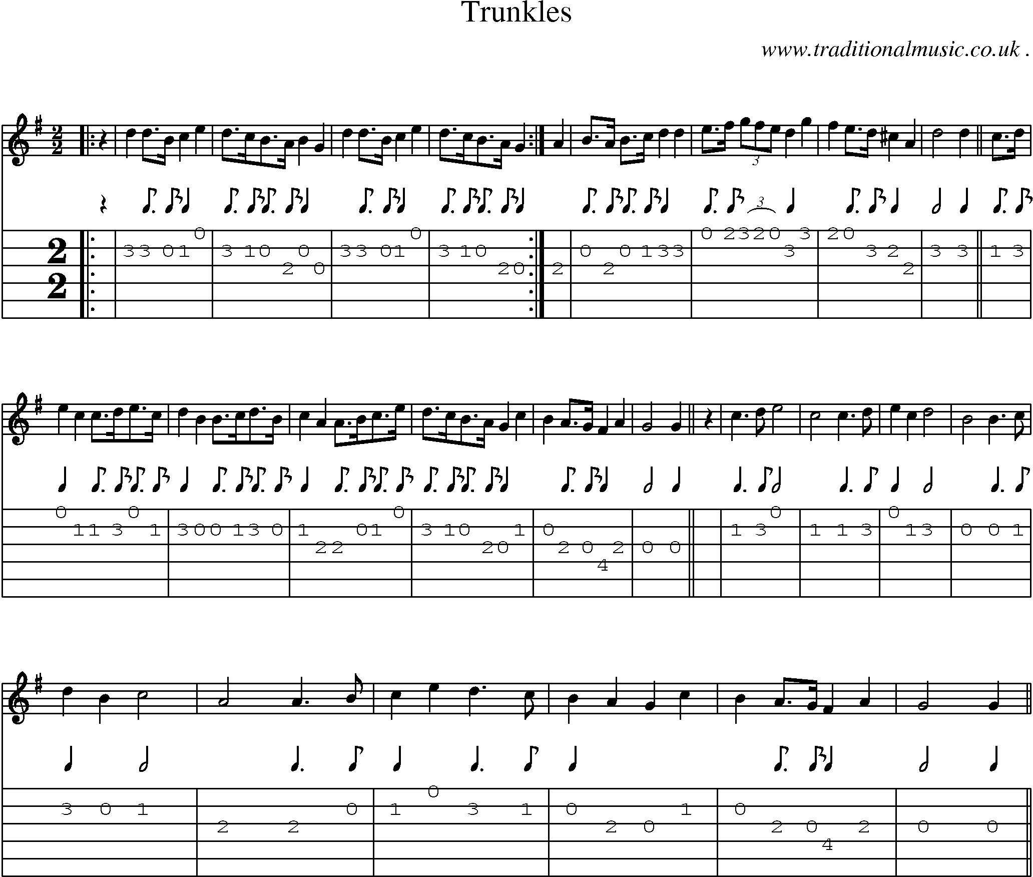 Sheet-Music and Guitar Tabs for Trunkles