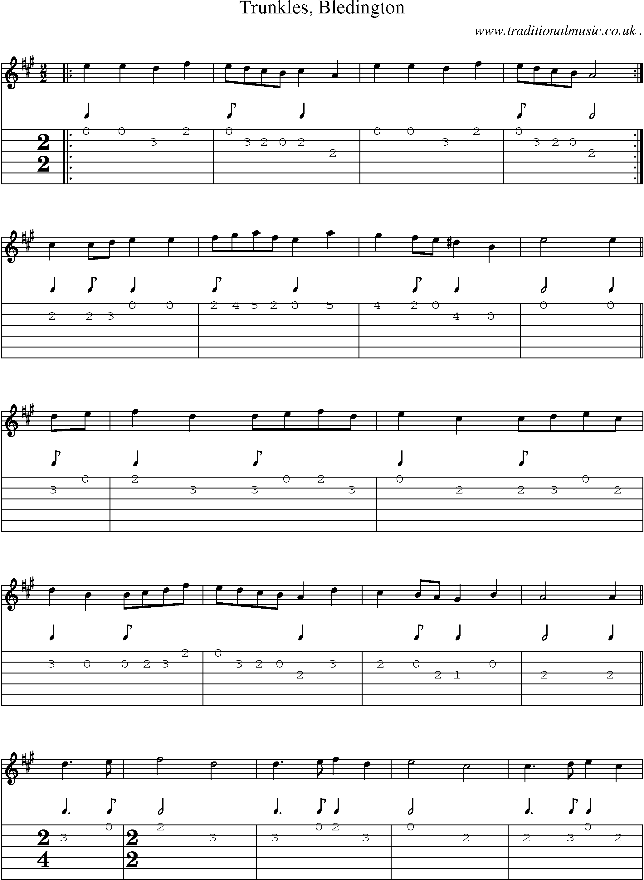 Sheet-Music and Guitar Tabs for Trunkles Bledington