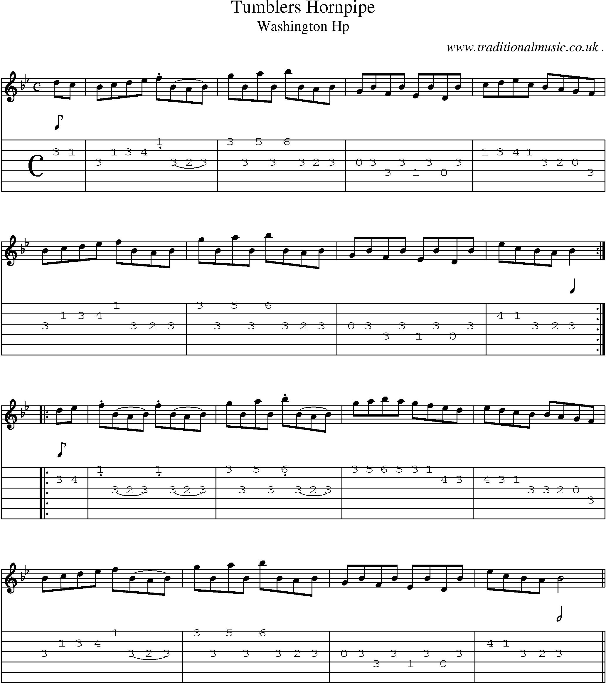 Sheet-Music and Guitar Tabs for Tumblers Hornpipe 