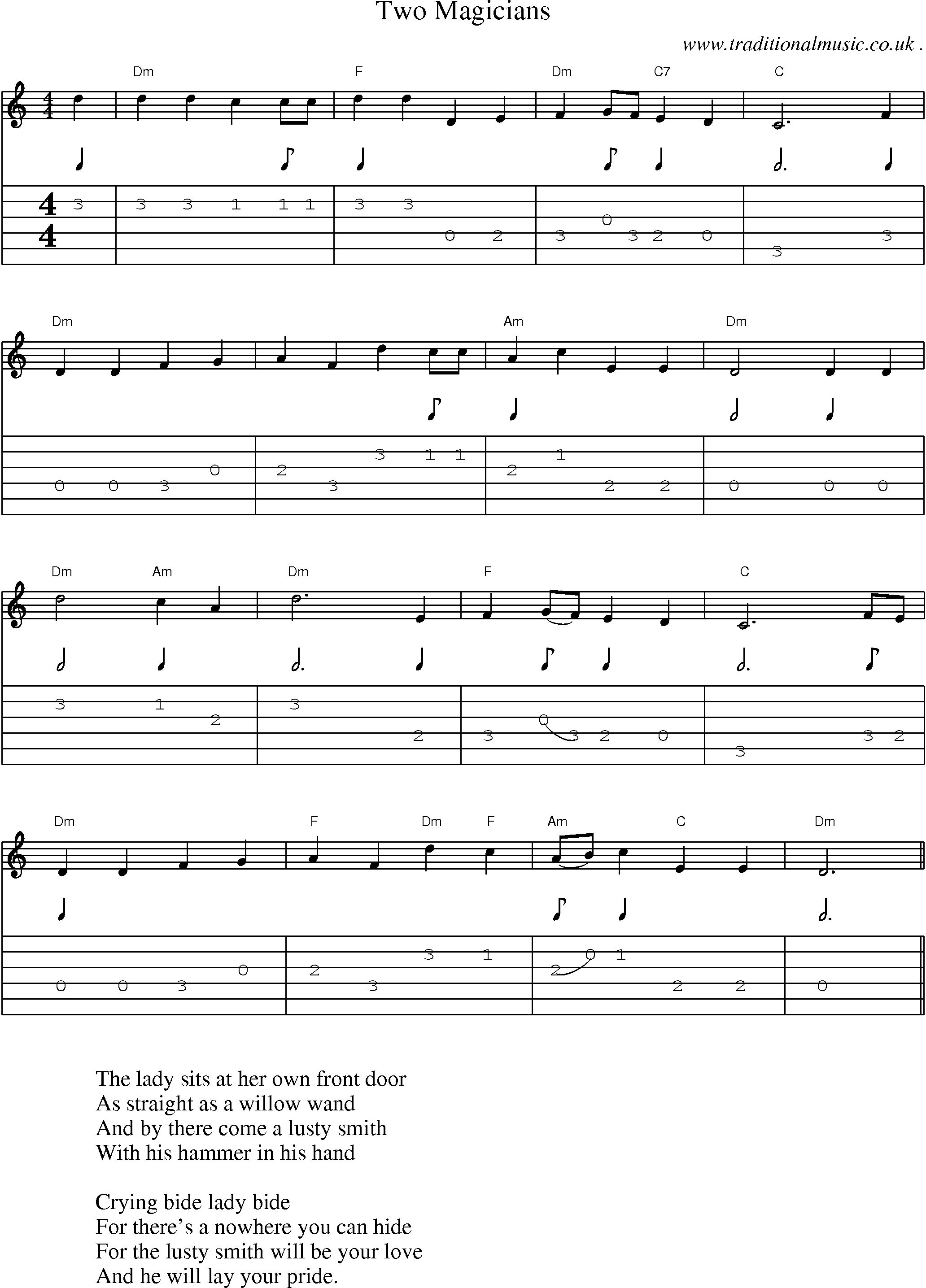Sheet-Music and Guitar Tabs for Two Magicians