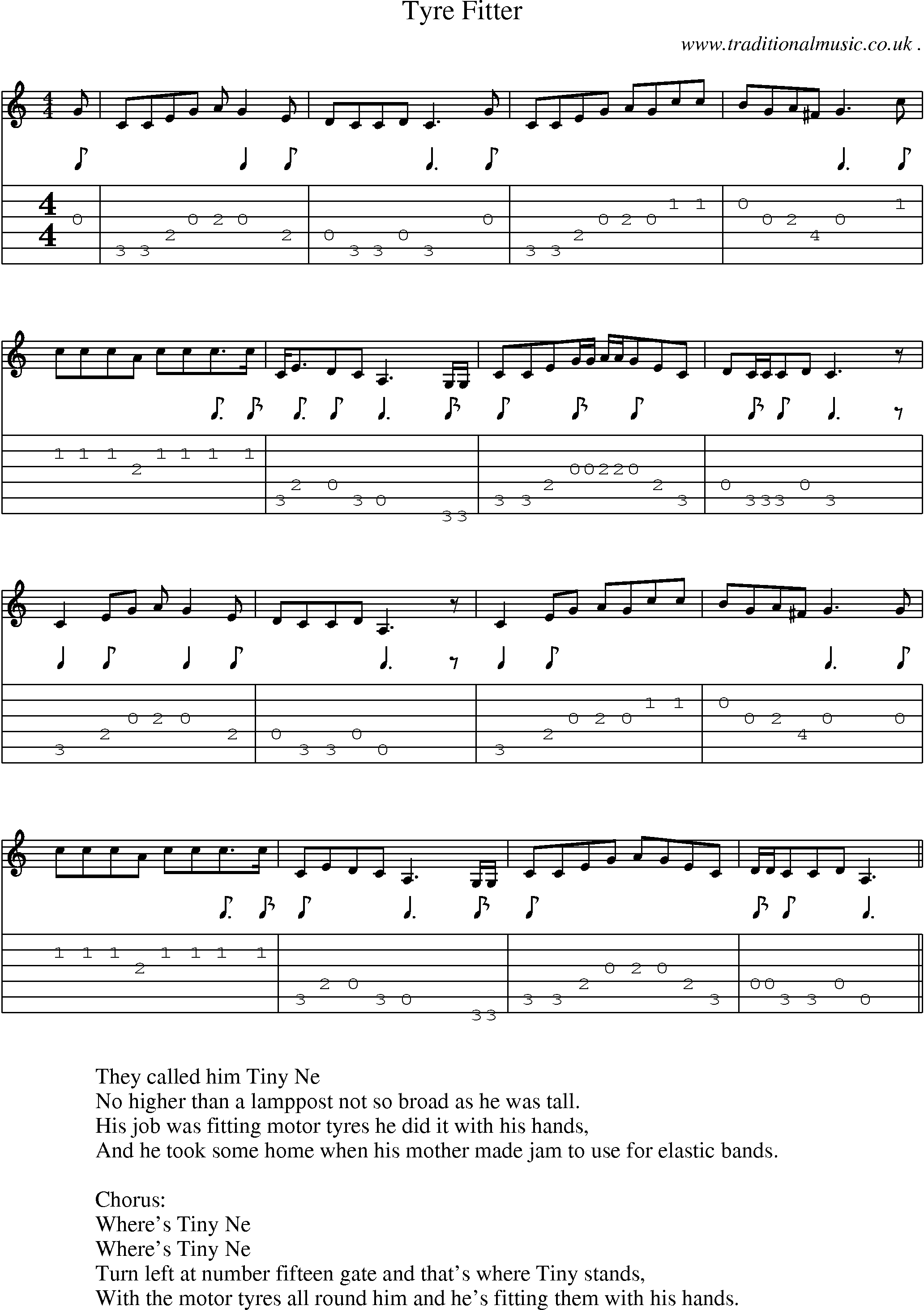 Sheet-Music and Guitar Tabs for Tyre Fitter