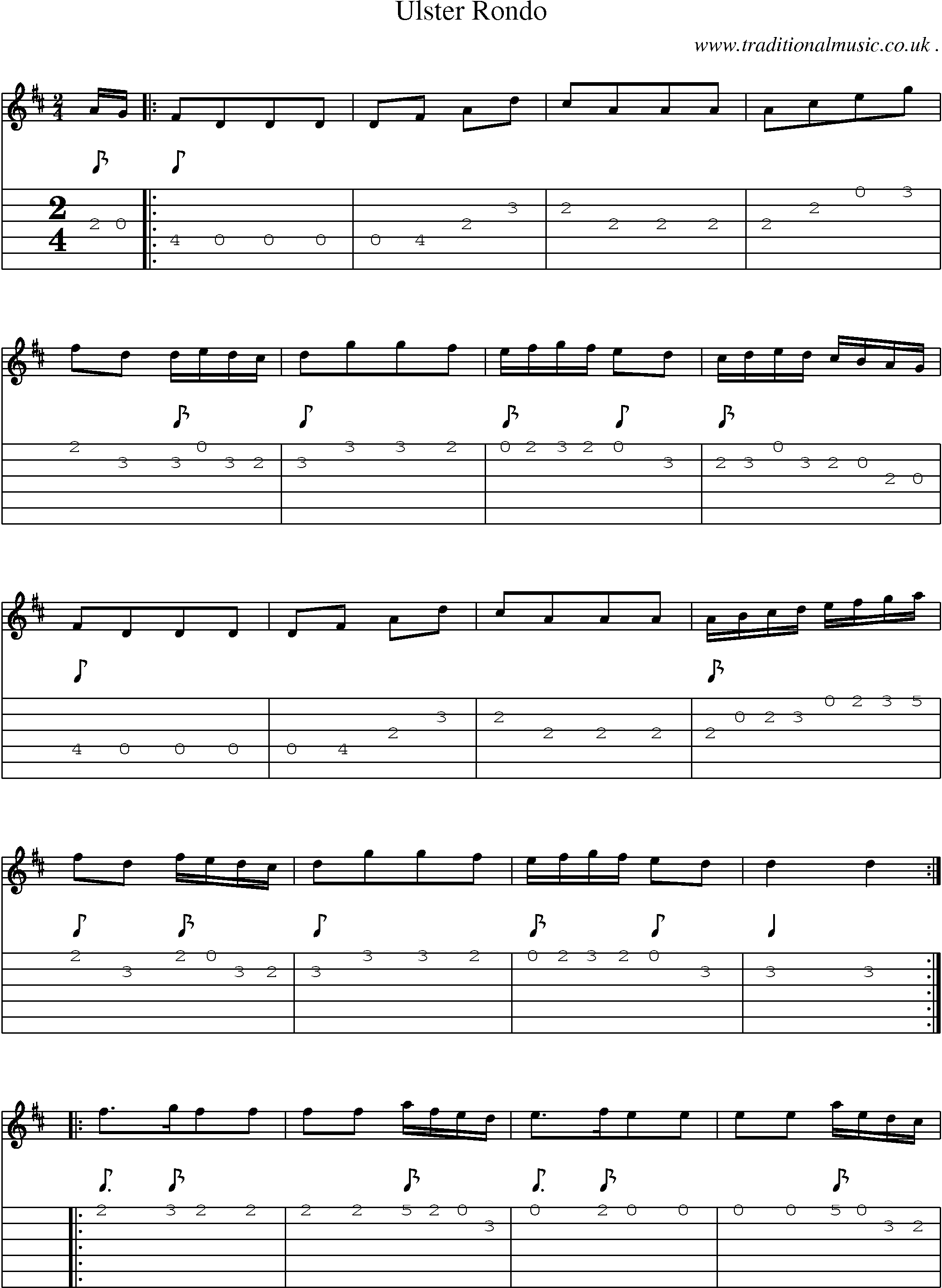 Sheet-Music and Guitar Tabs for Ulster Rondo