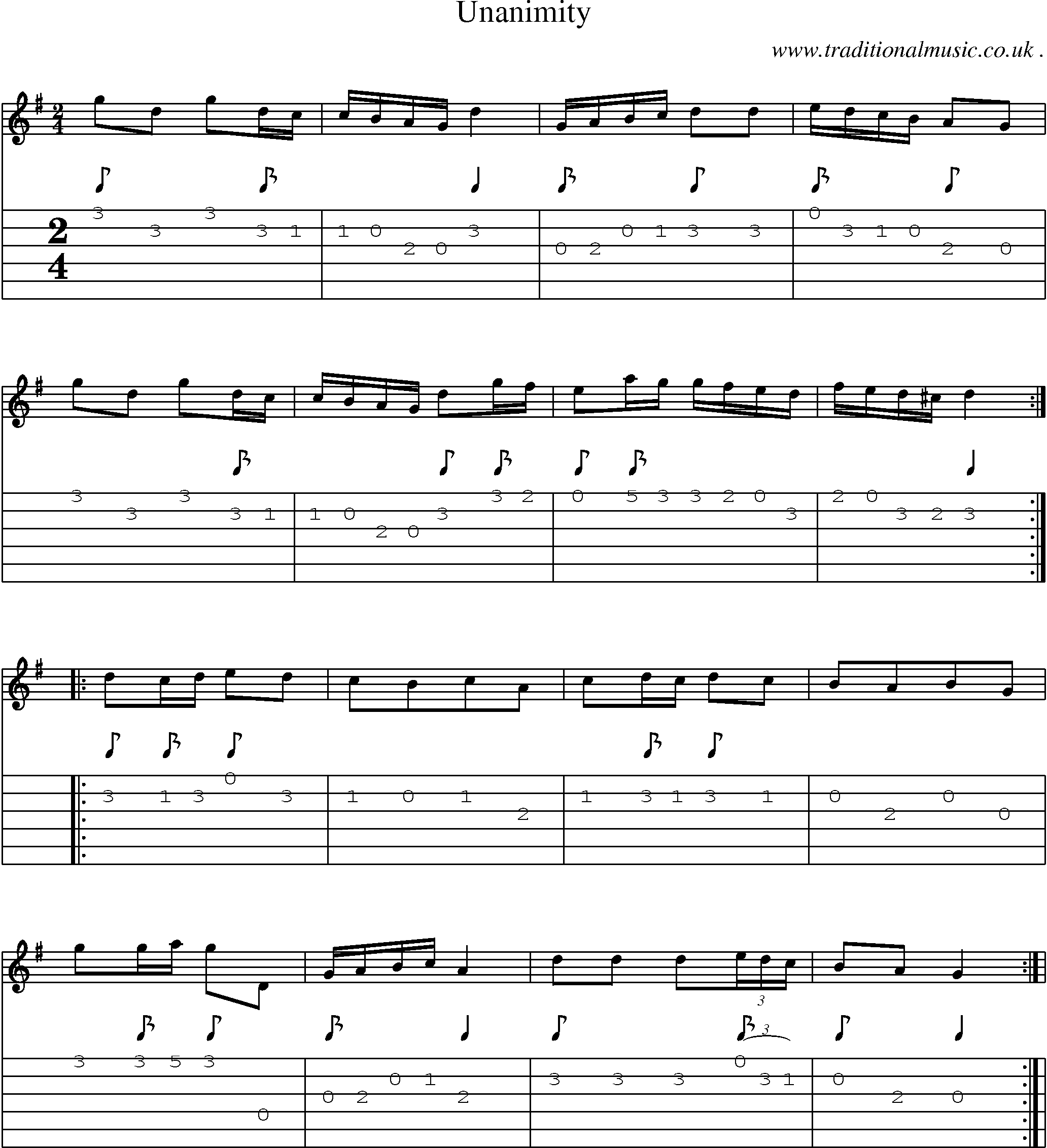 Sheet-Music and Guitar Tabs for Unanimity