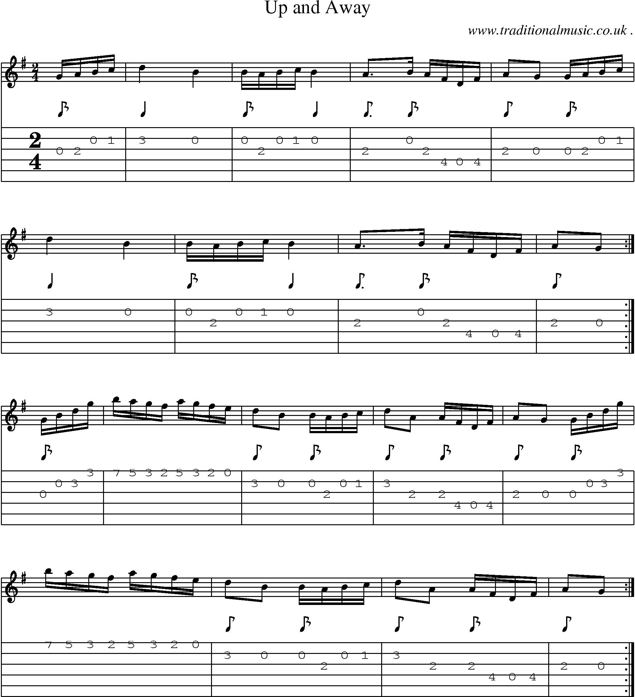 Sheet-Music and Guitar Tabs for Up And Away