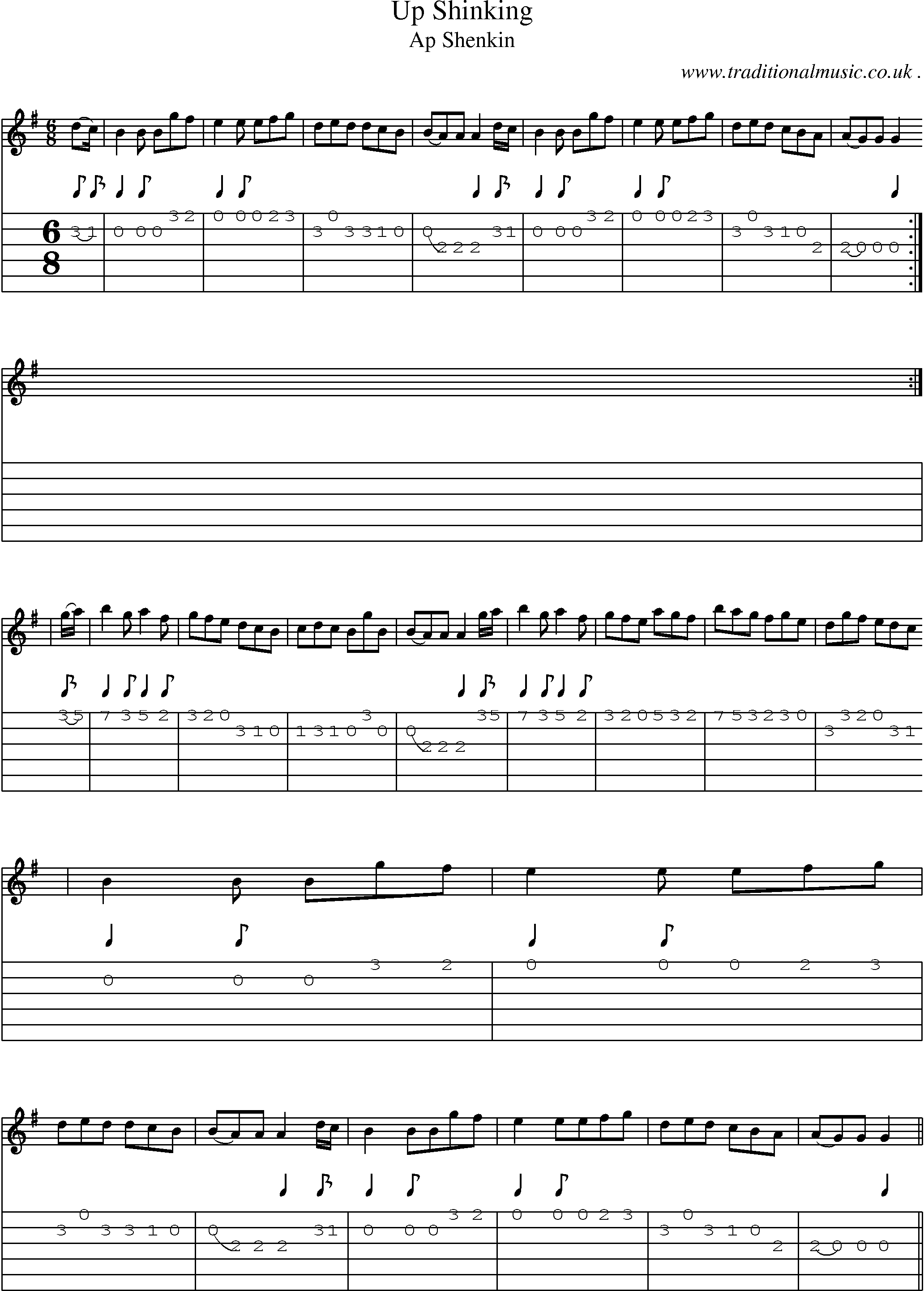 Sheet-Music and Guitar Tabs for Up Shinking