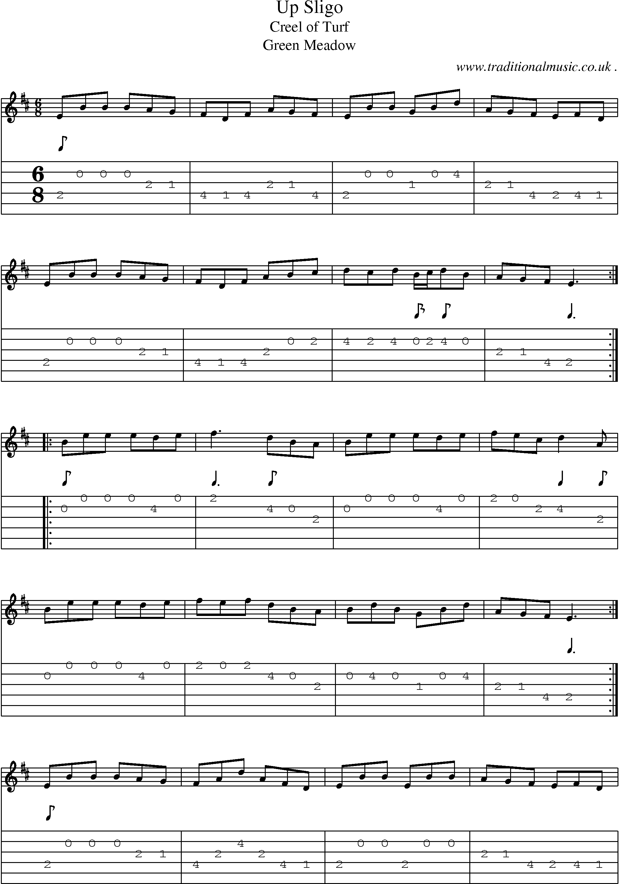 Sheet-Music and Guitar Tabs for Up Sligo