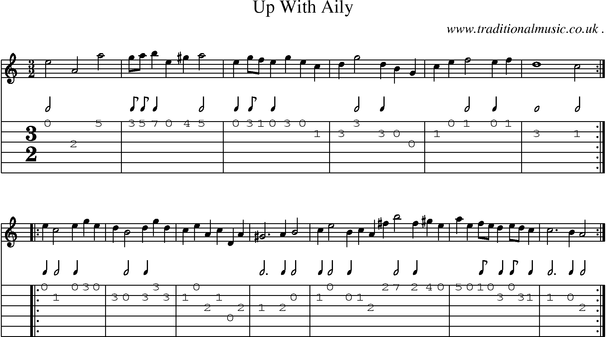 Sheet-Music and Guitar Tabs for Up With Aily